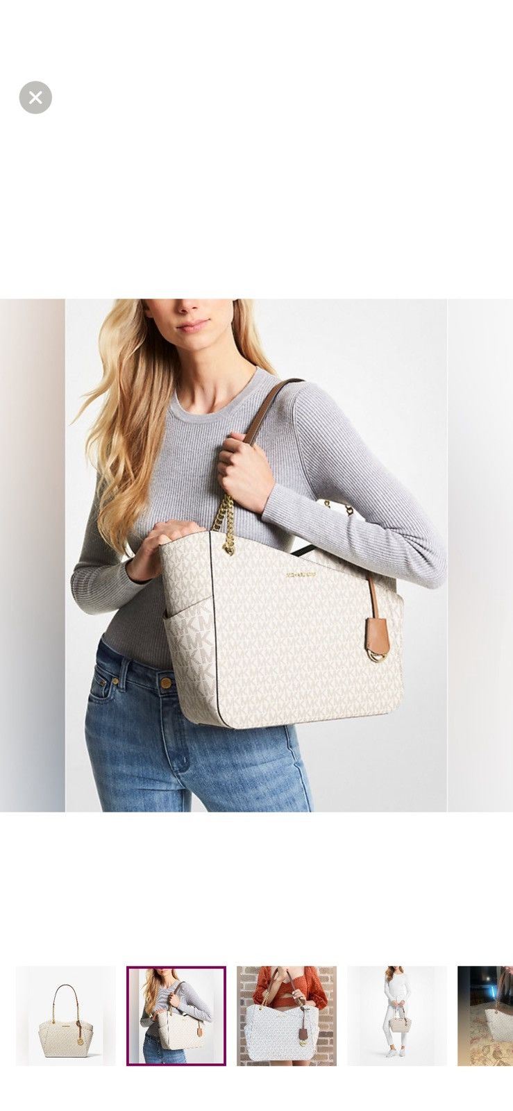 Michael Kors BRAND NEW Michael Kors Vanilla JetSet Large Shoulder Bag Size ONE SIZE - 2 Thumbnail