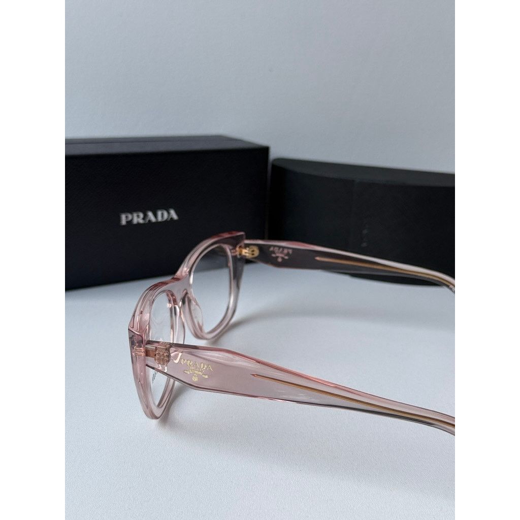 Prada NEW Prada PR A18V Eyeglasses Frames in Transparent Pink Size ONE SIZE - 3 Thumbnail