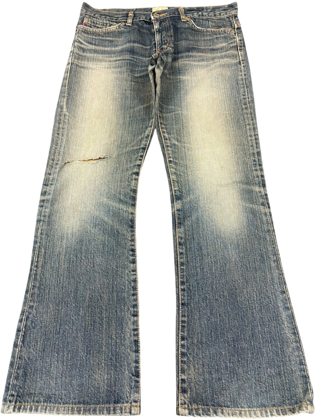 Edwin Vintage Japanese Edwin 503 Mud Wash Distressed Flare Jeans Size 32" / US 10 / IT 46 - 1 Thumbnail