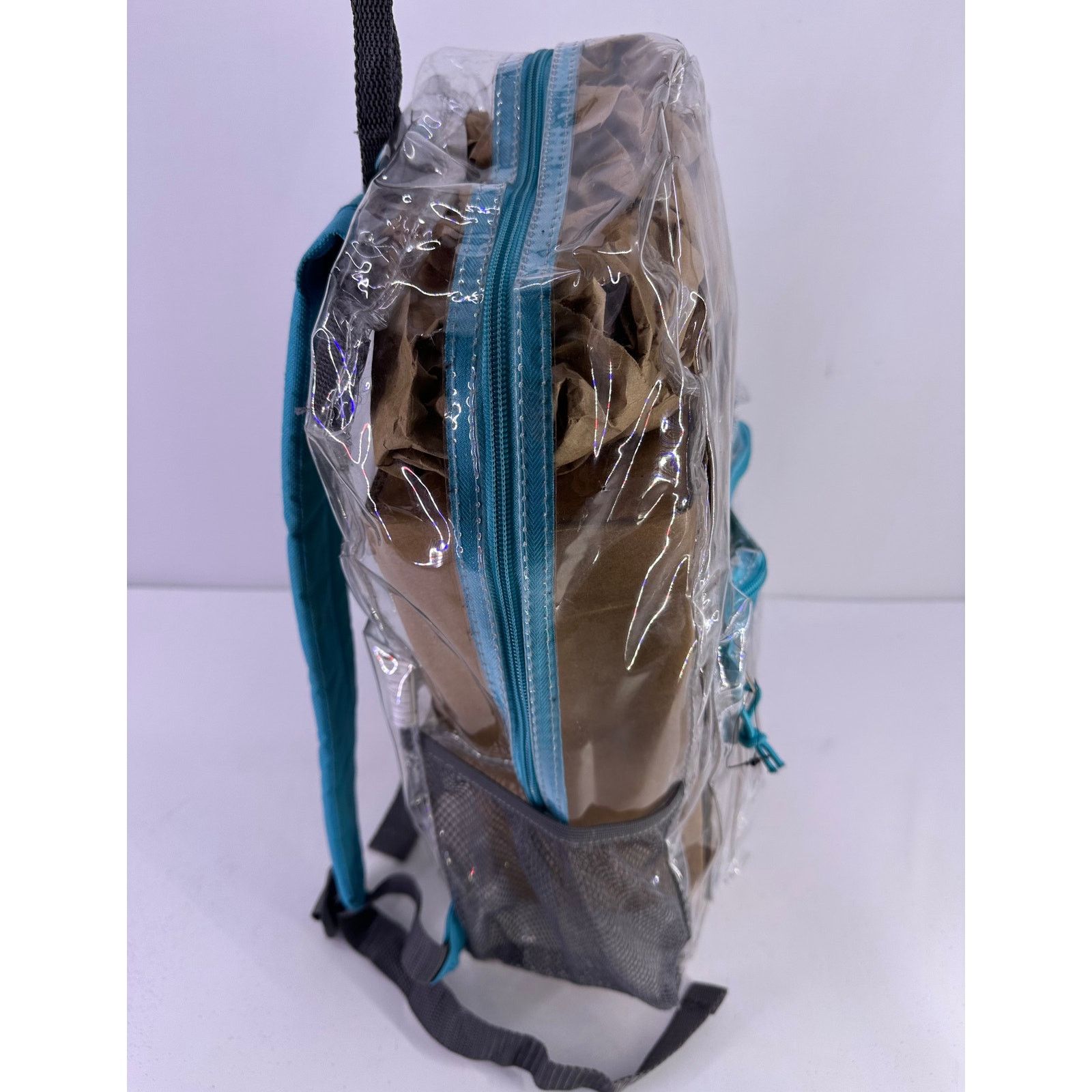 Other Adult Teenager Clear Backpack With Blue Straps 17” Tall Size ONE SIZE - 6 Thumbnail