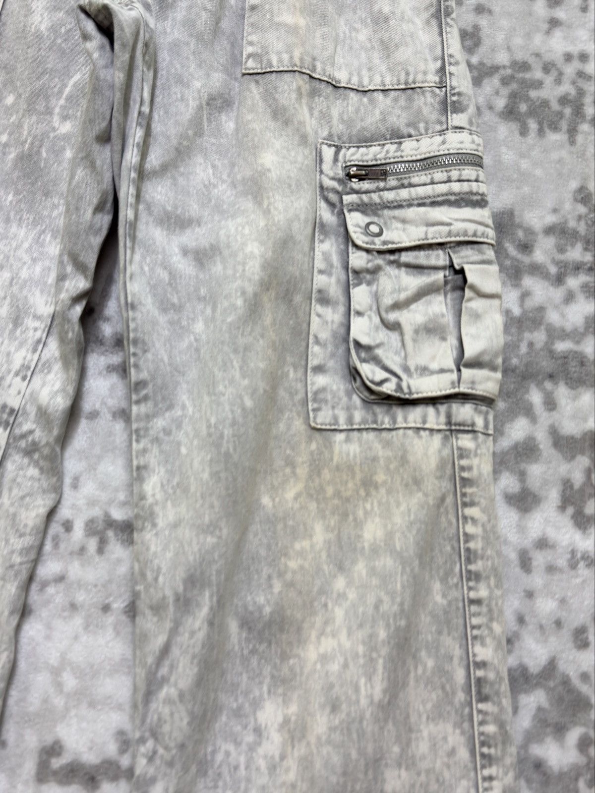 Morgan Homme Y2k Morgan Homme Grey Acid Wash Cargo Sun Faded Denim Size US 28 / EU 44 - 7 Thumbnail