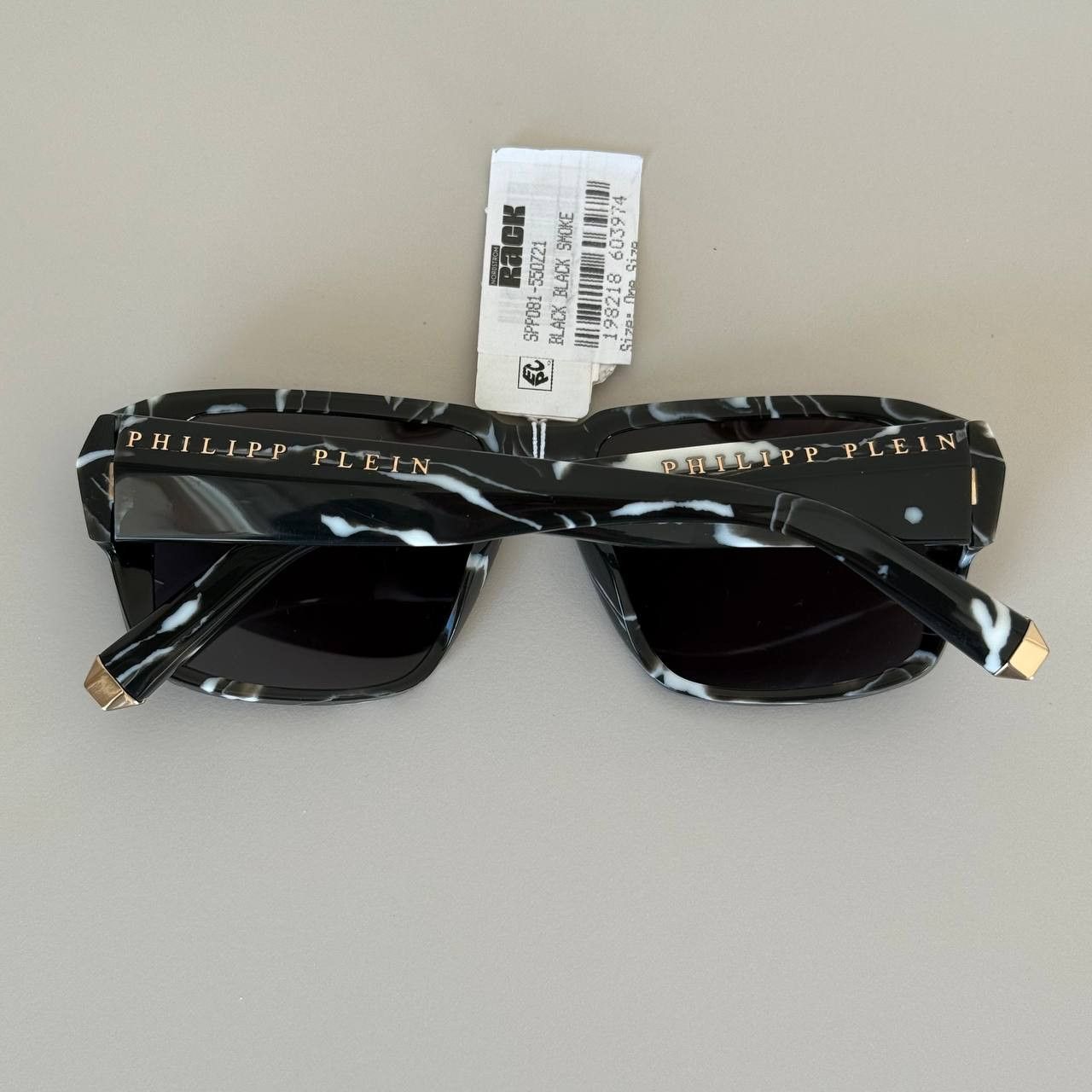 Philipp Plein Philipp Plein Hexagon SPP081 Men’s Sunglasses Marble Black Size ONE SIZE - 11 Thumbnail