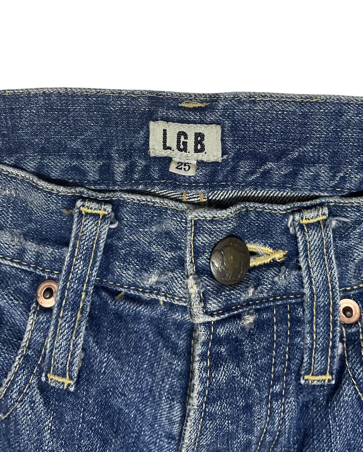 Le Grande Bleu (L.G.B.) Very Rare Vintage Japanese Brand LGB Distressed Jeans 1990s Size US 30 / EU 46 - 10 Thumbnail