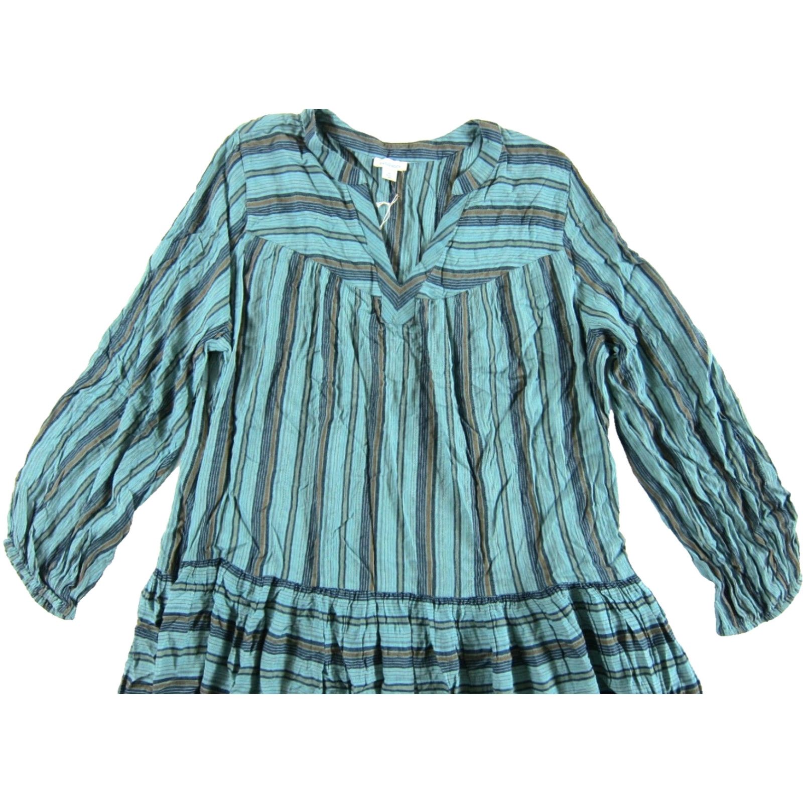 Vintage NWT Sundance Maxi Dress V-Neck Long Sleeve Stripe Green Blue Orange Rayon Pockets XL Women Size XL / US 12-14 / IT 48-50 - 4 Thumbnail