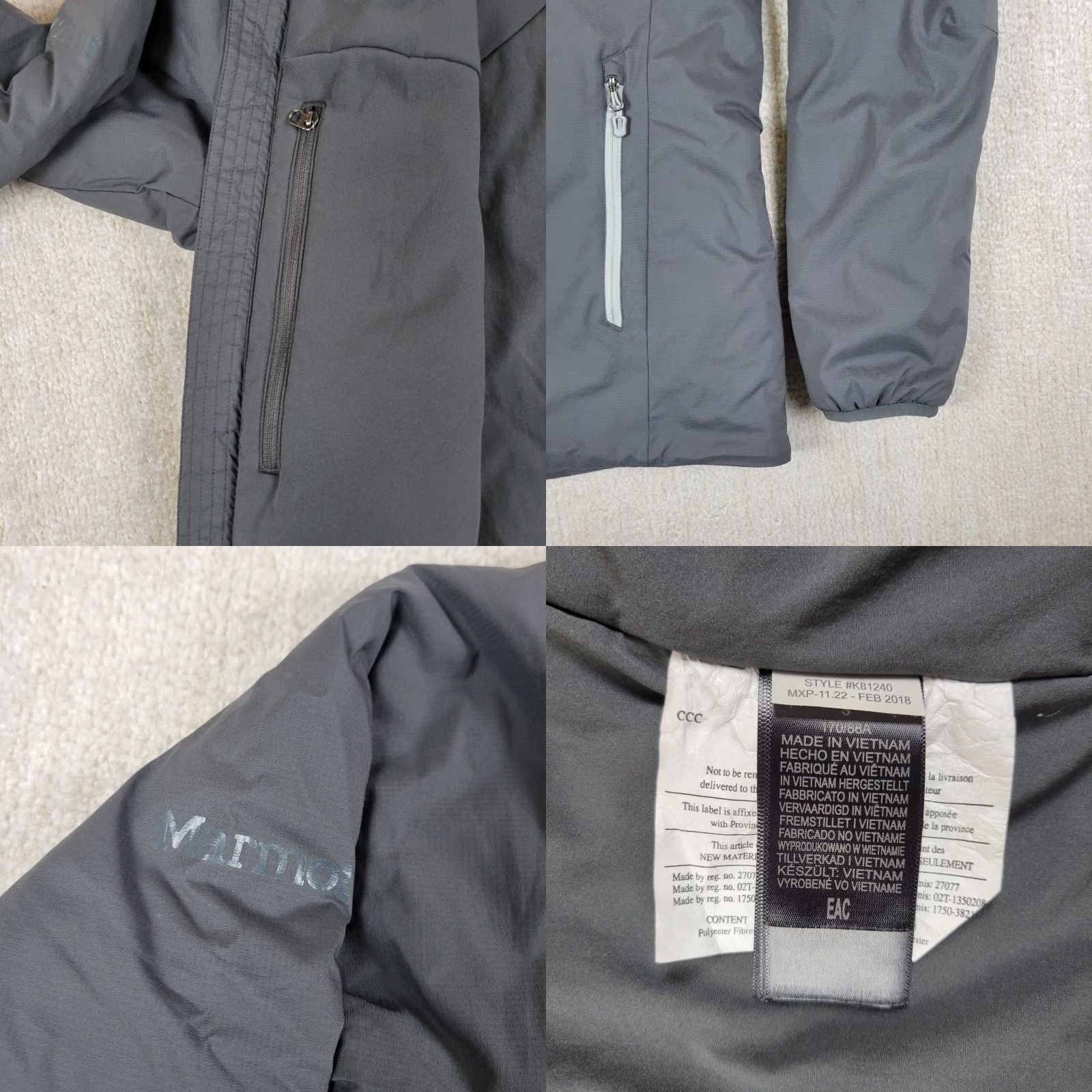 Marmot Marmot Puffer Jacket Men Gray Full Zip Hooded Insulated Pockets Ripstop Style: Jacket Casual Fall Winter Size US S / EU 44-46 / 1 - 8 Thumbnail