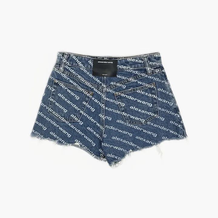 Alexander Wang Alexander Wang Logo Print Distressed Denim Shorts - Size 25" / US 0 / IT 36 - 2 Thumbnail
