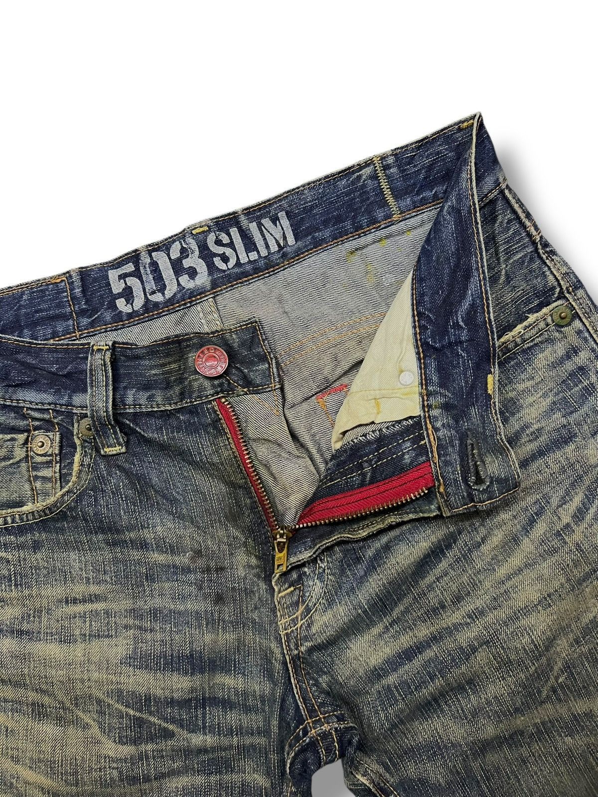 Edwin Vintage Edwin 503 Blue Trip Japan - 💥Rare💥 Crazy Mud Wash Size US 32 / EU 48 - 11 Thumbnail