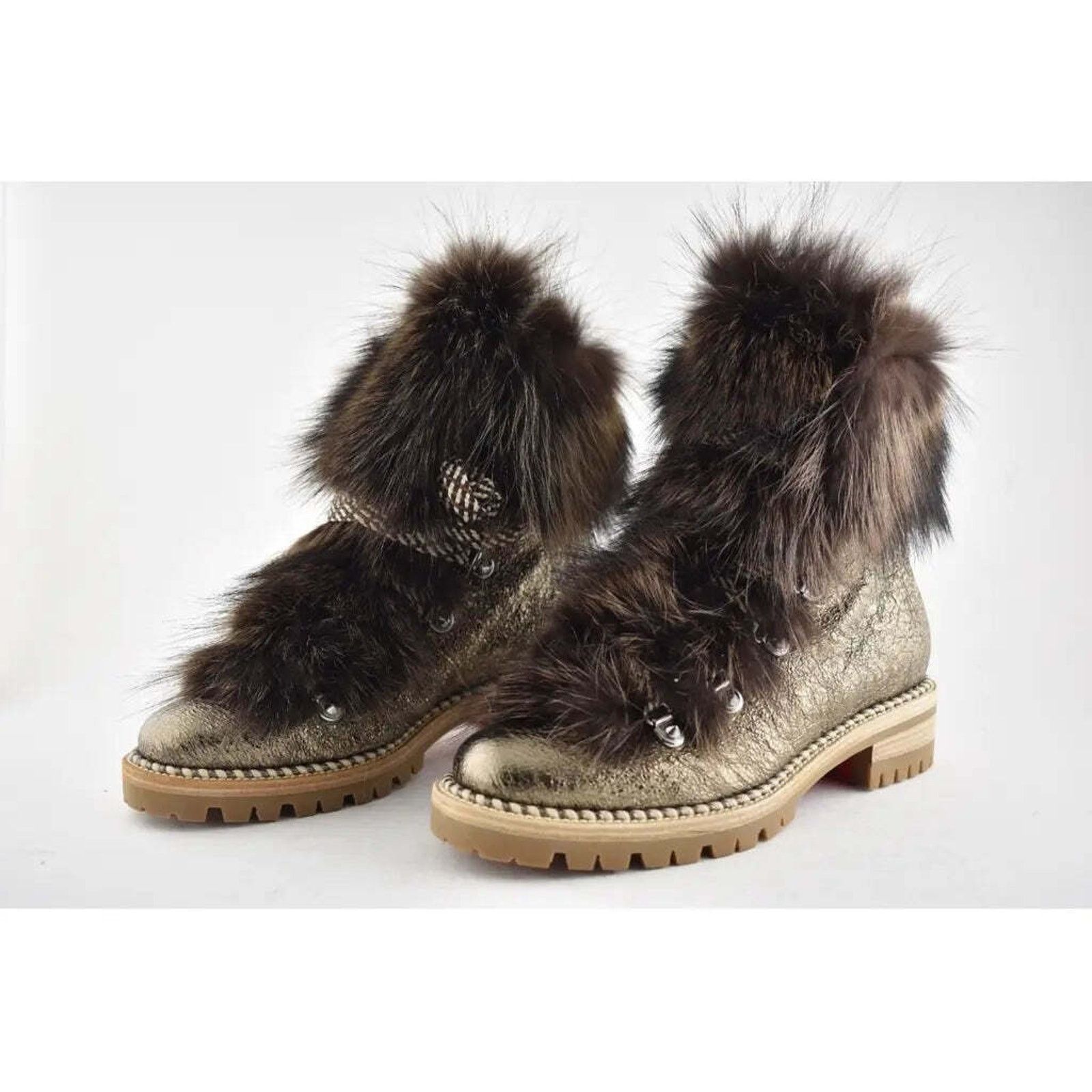 Christian Louboutin Christian Louboutin Fanny Flat Roche Fur Leather Lace Up Tie Size US 7.5 / IT 37.5 - 9 Thumbnail