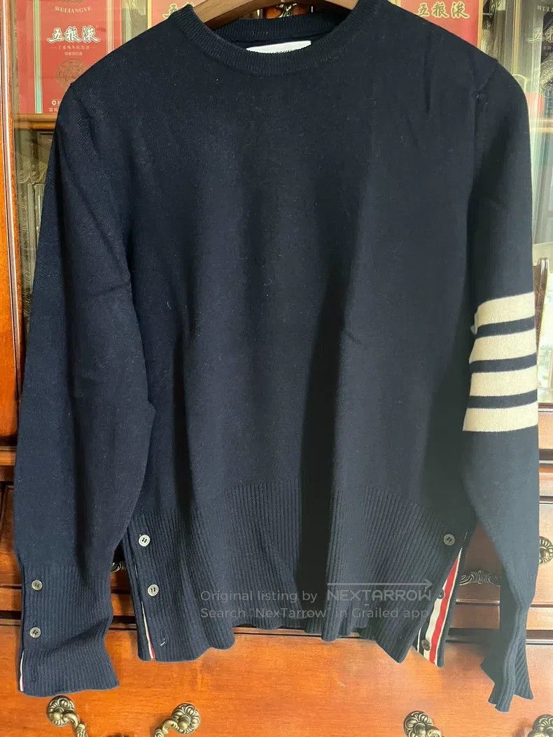 Thom Browne Thom Browne Blue four baron cashmere sweater Size US XL / EU 56 / 4 - 4 Thumbnail