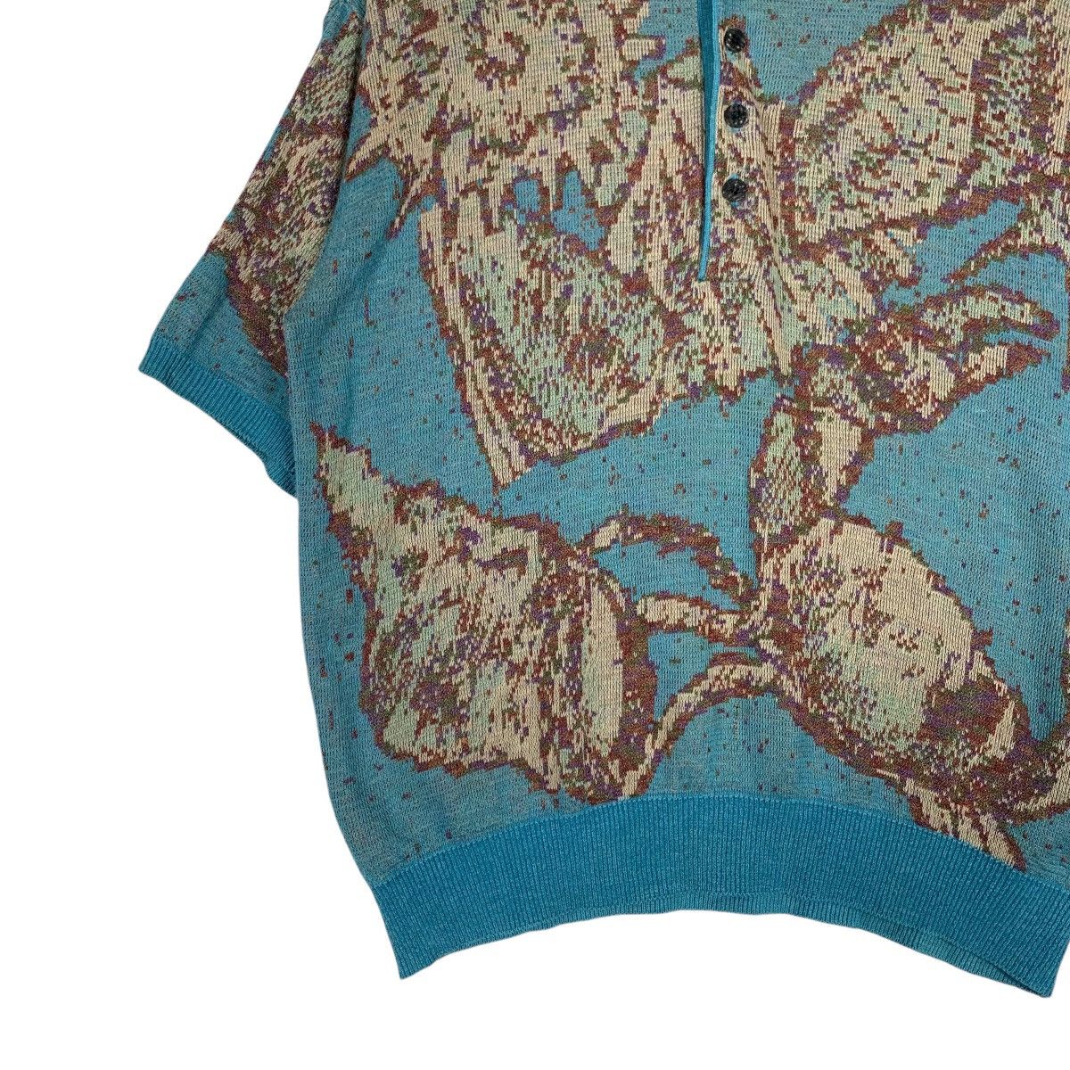 Japanese Brand GORENA Sea Animal Graphic Knitted SS Jumper #1192-C54 Size US L / EU 52-54 / 3 - 3 Thumbnail