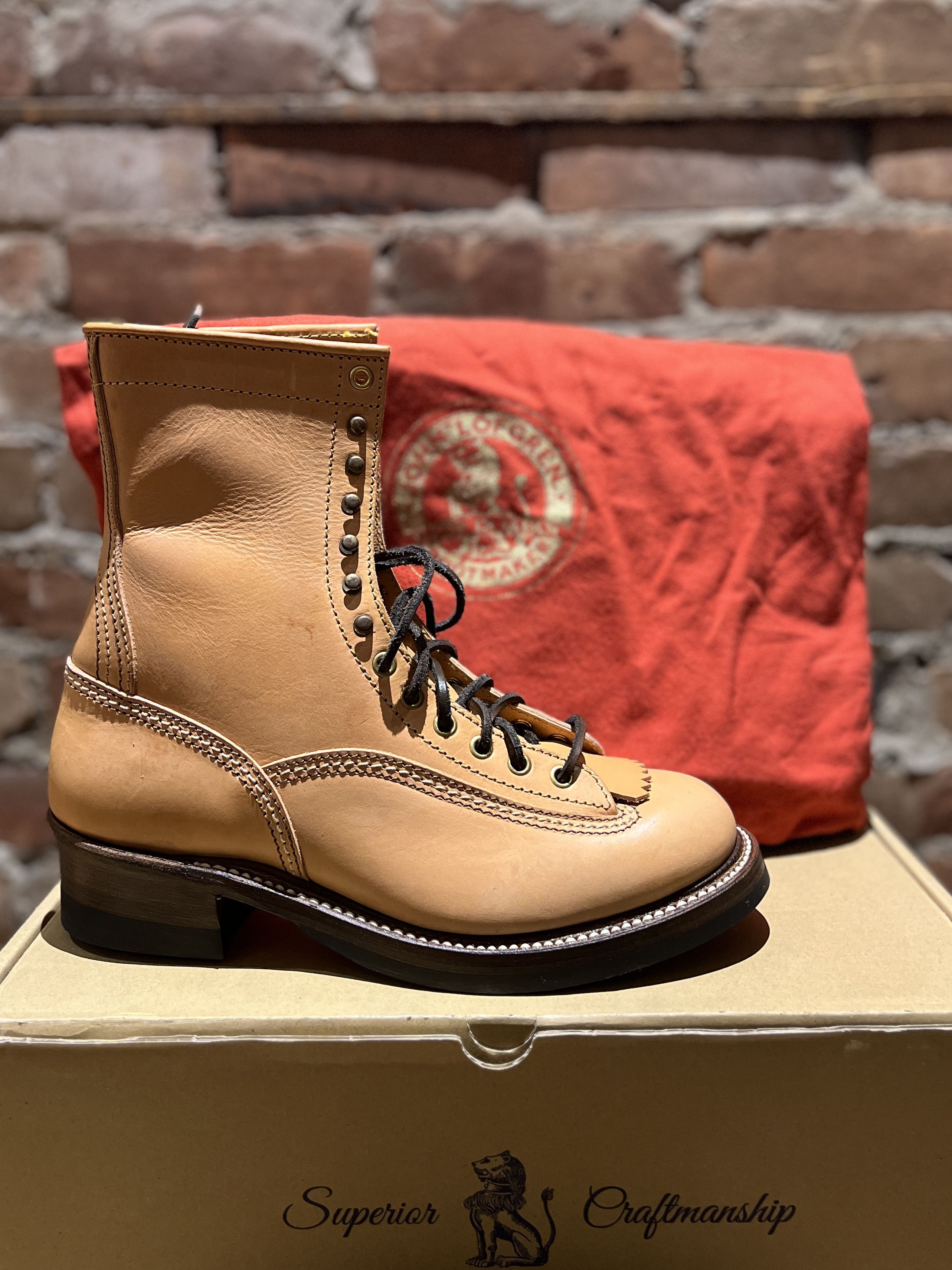 John Lofgren Donkey Puncher Boots 8" Badalassi Carlo Tanned Leather Bone Size US 8 / EU 41 - 5 Thumbnail