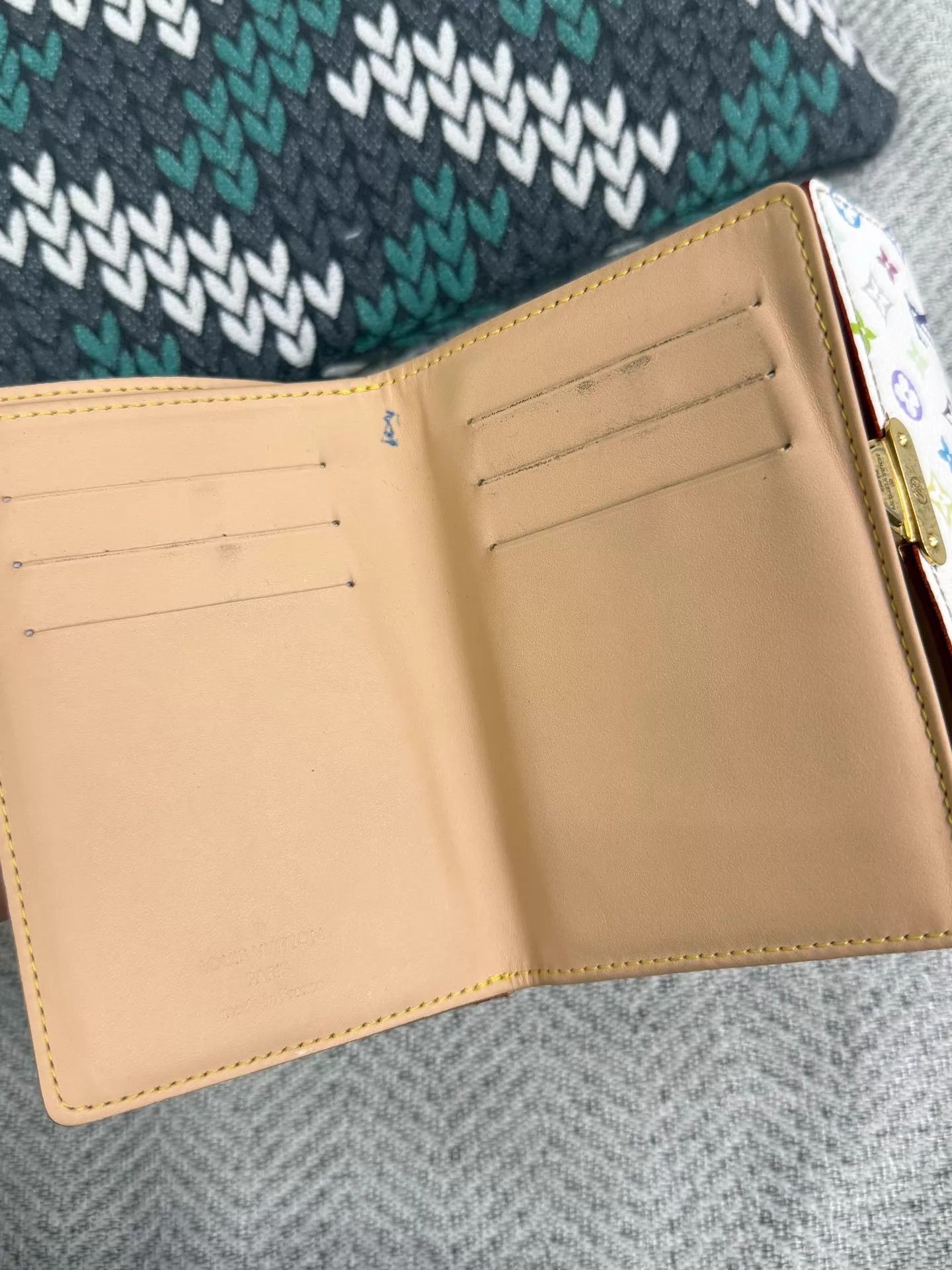 Louis Vuitton LV white multicolor tri-fold wallet Size ONE SIZE - 3 Thumbnail
