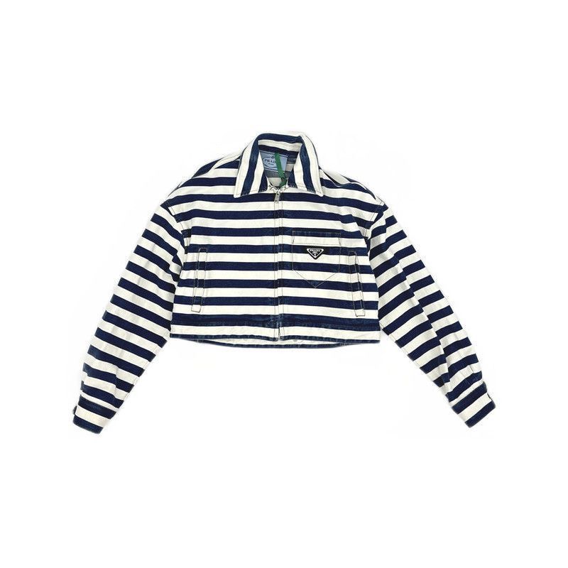 Prada Prada Navy Striped Denim Short Jacket-2506 Size US S / EU 44-46 / 1 - 3 Thumbnail