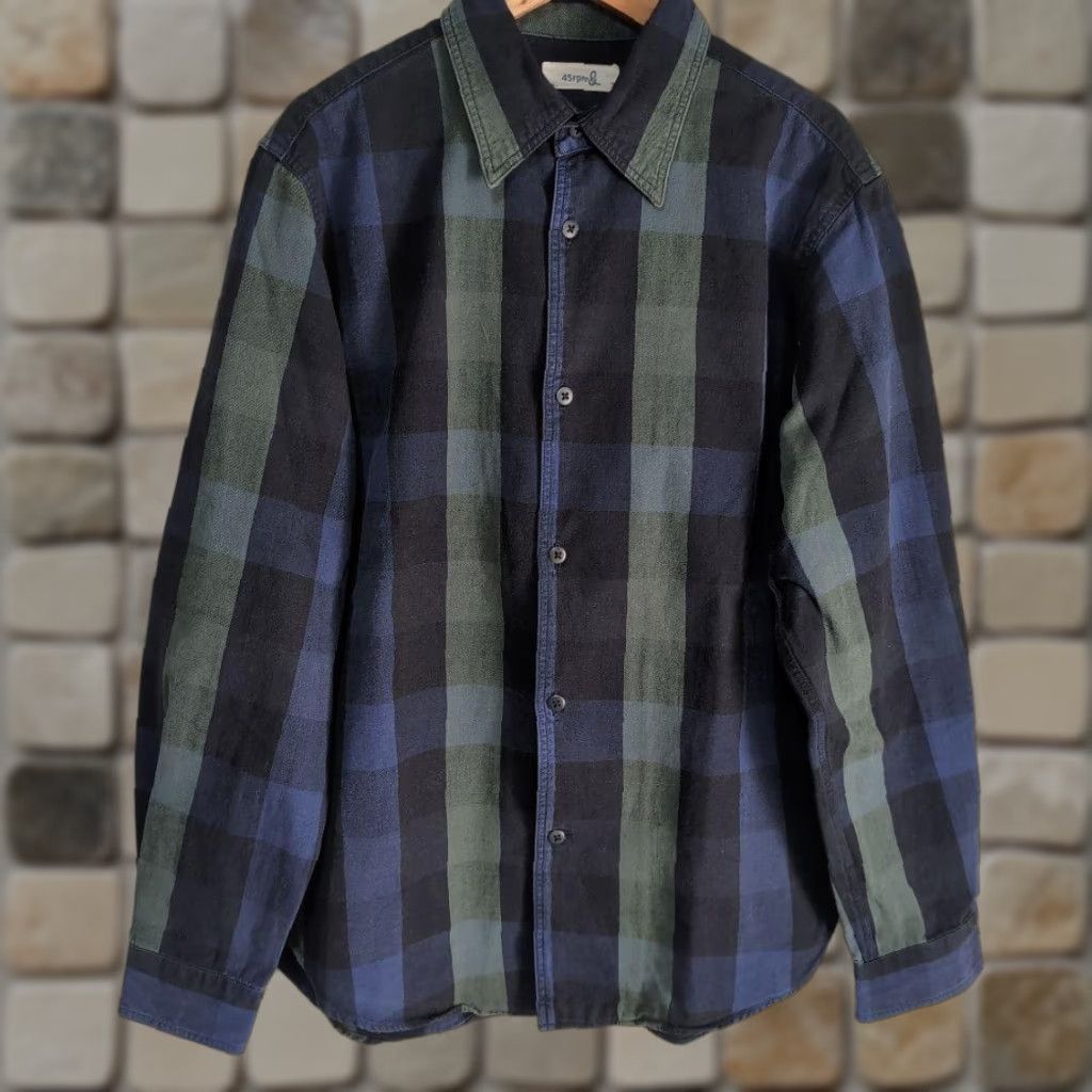 Vintage 45Rpm Big Check Pullover Shirt Size: 3 Navy Green Black Size US S / EU 44-46 / 1 - 1 Thumbnail