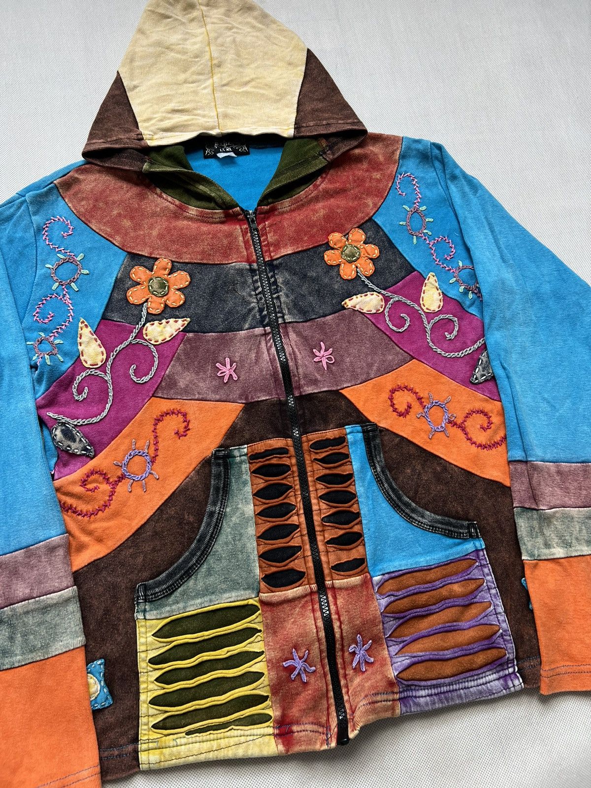 Vintage Hoodie Bares patchwork y2k vintage 90’s zipped rare Size L / US 10 / IT 46 - 2 Thumbnail