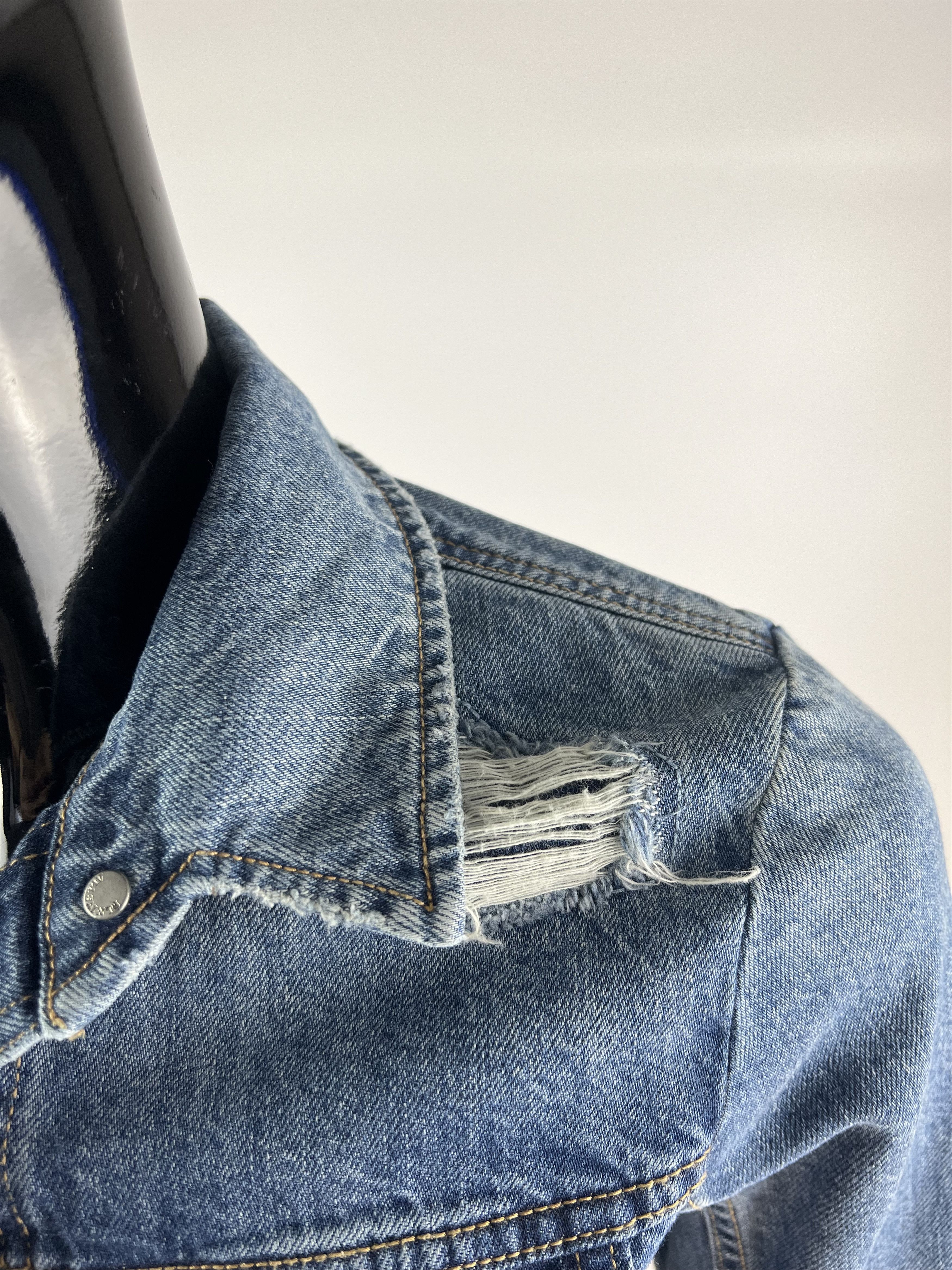 Allsaints AllSaints Women's Cropped Distressed Denim Jacket Size XS Size XS / US 0-2 / IT 36-38 - 10 Thumbnail