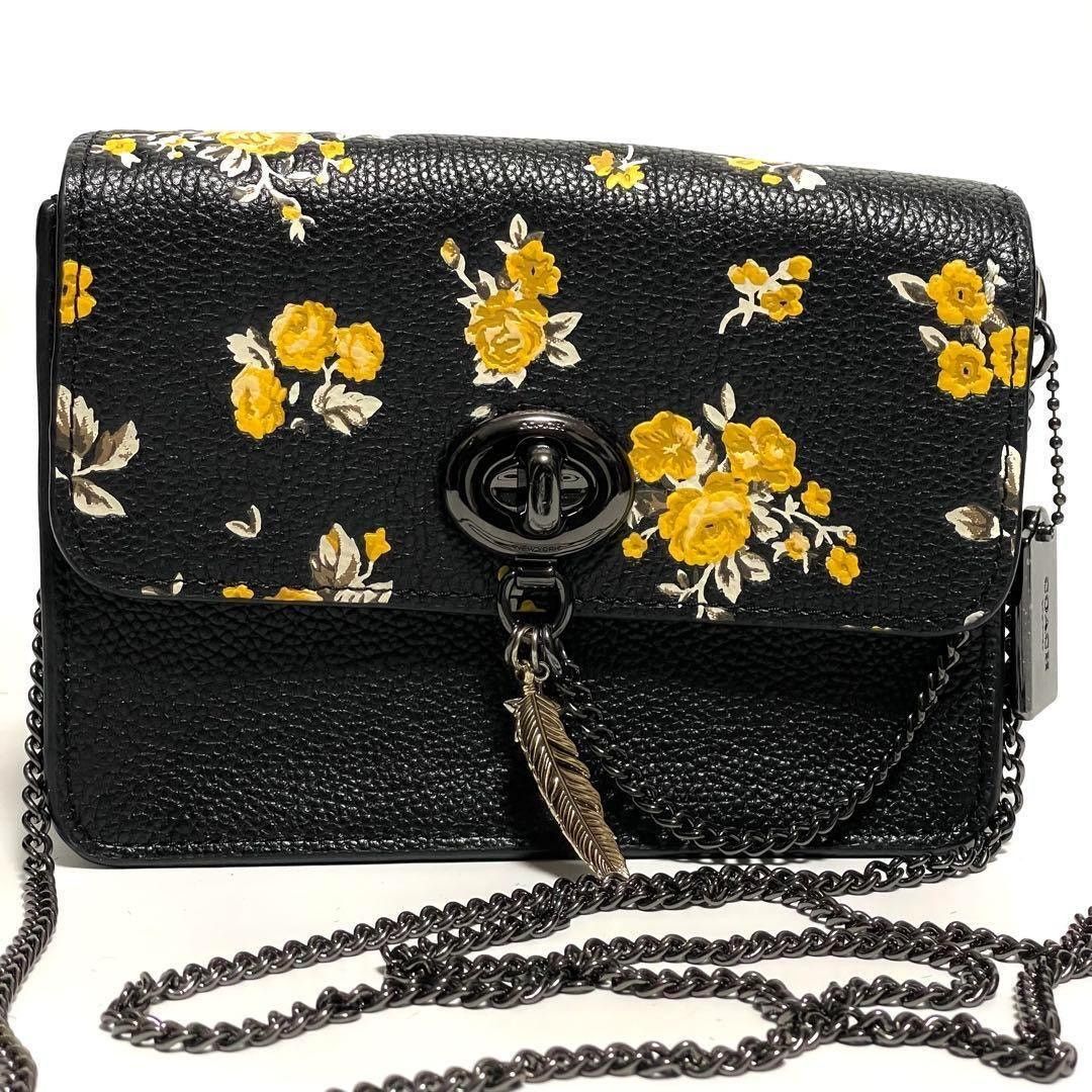 Coach Vintage Tea Rose Coach Bowery Crossbody Black Yellow Roses Size ONE SIZE - 12 Thumbnail