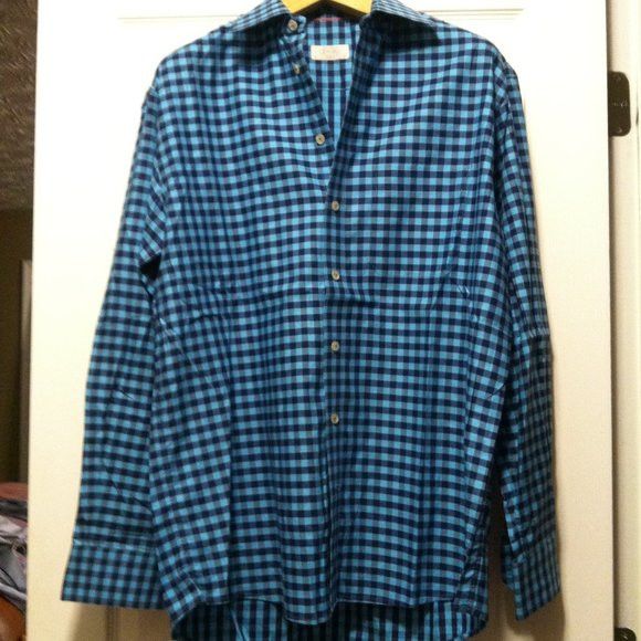 Eton ETON MEN'S BLUE 100%COTTON LONG SLEEVE CASUAL SHIRT SIZE: 16 Size US L / EU 52-54 / 3 - 4 Thumbnail
