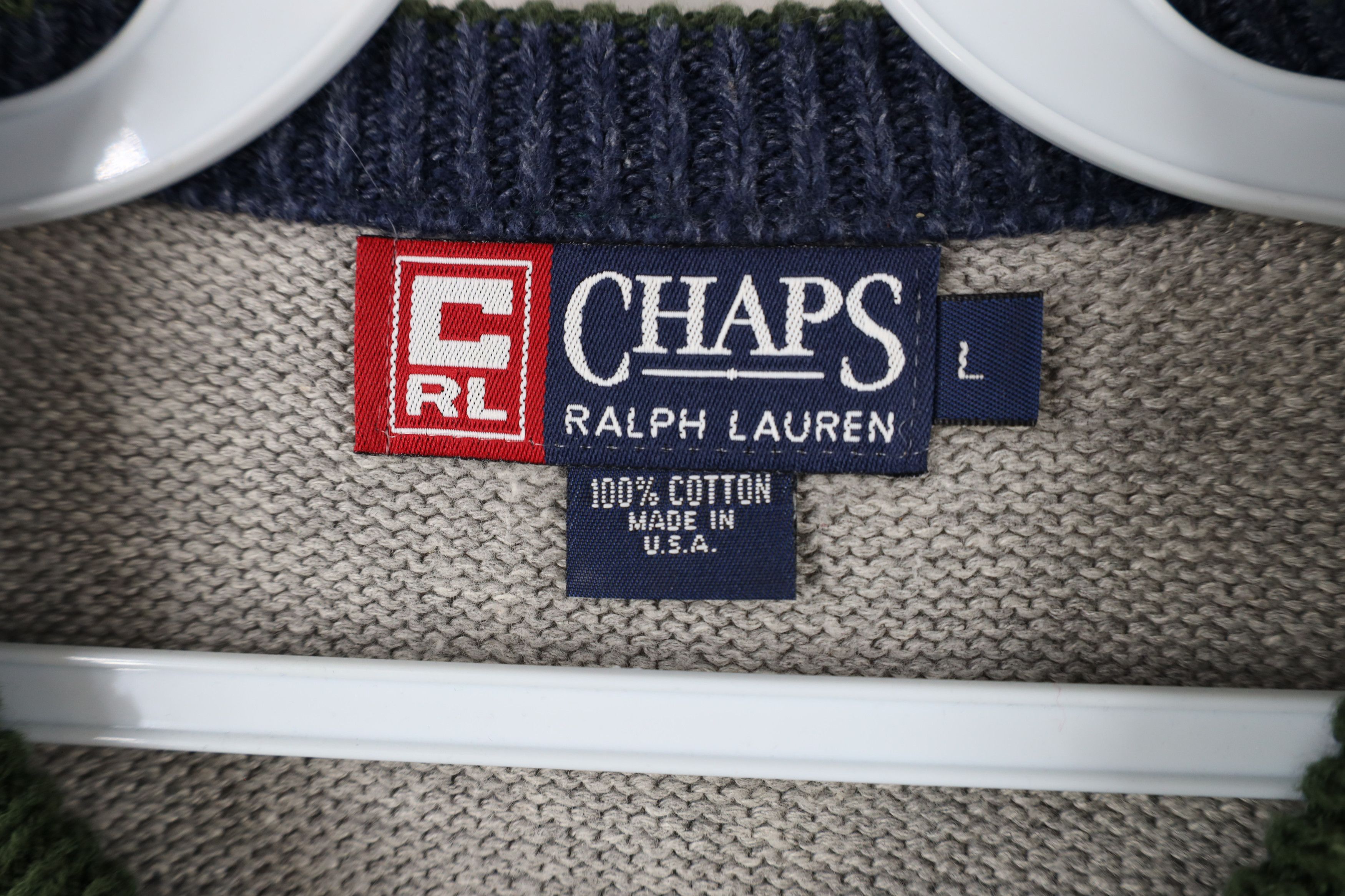 Ralph Lauren × Vintage Vintage 90s Chaps Ralph Lauren Snowflake Cable Sweater USA Size US L / EU 52-54 / 3 - 8 Thumbnail