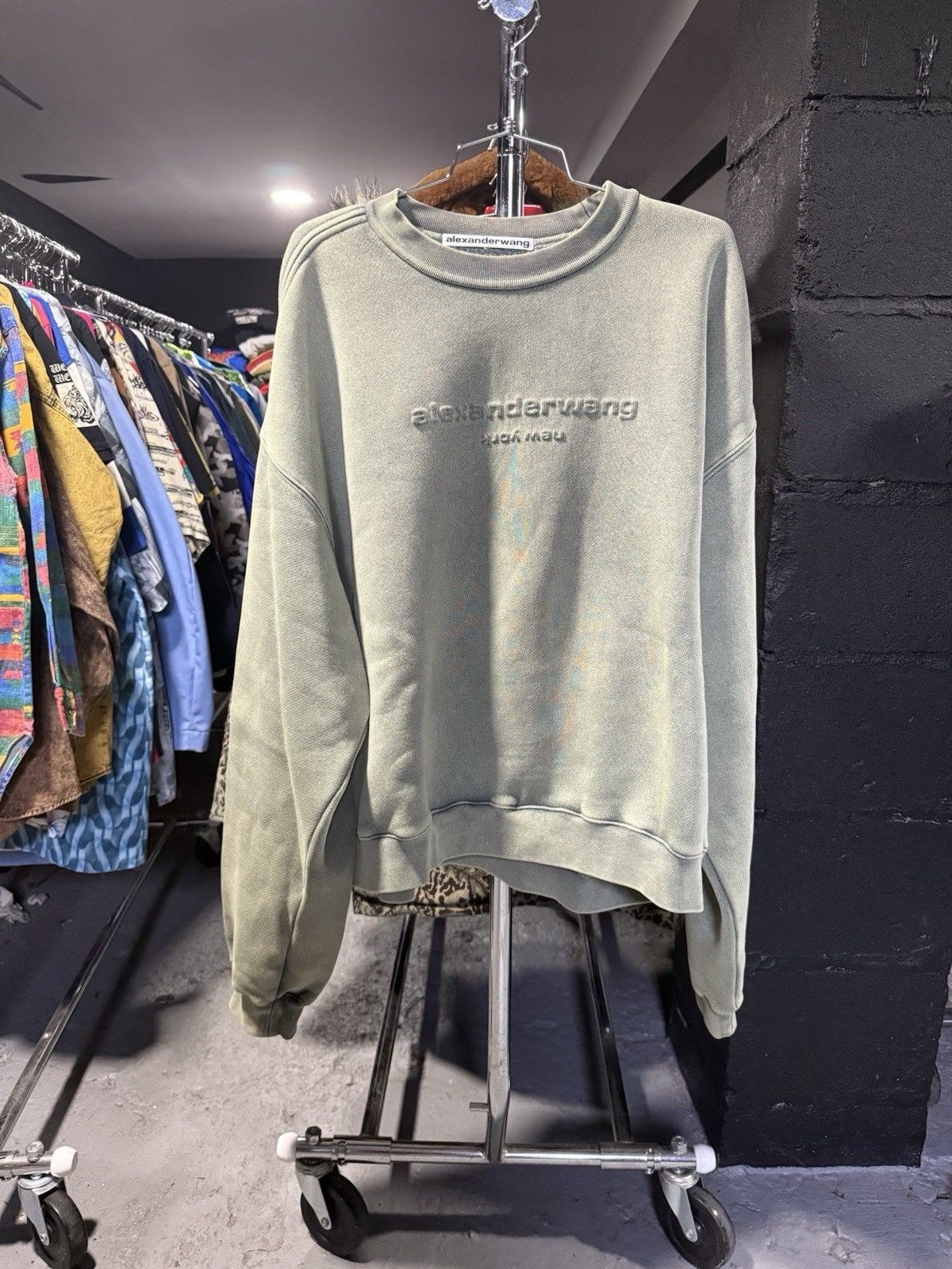 Mens Alexander Wang New York Green Crewneck Sweatshirt Large