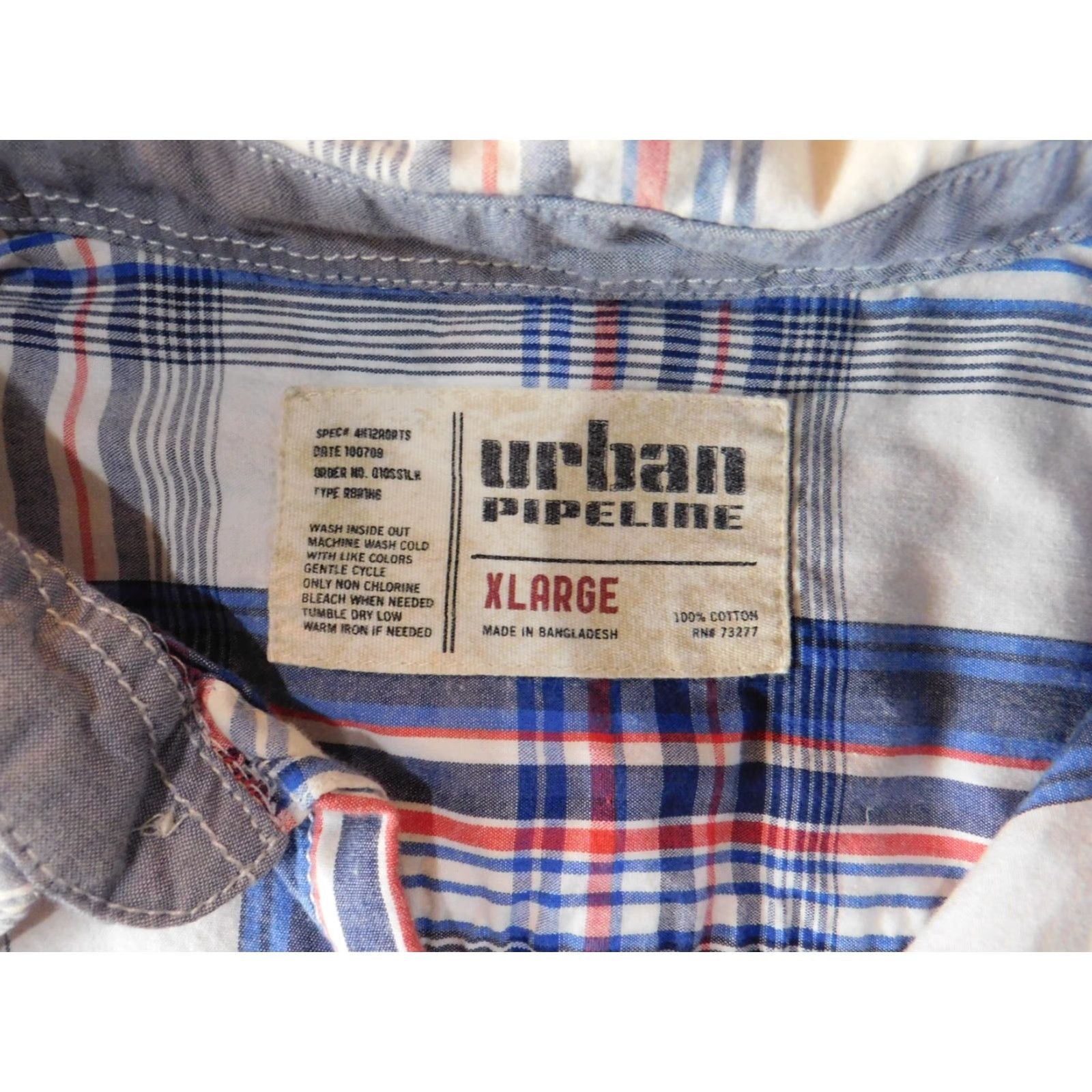 Vintage Urban Pipeline Shirt Mens XL Blue Plaid Button-Down Cotton Polyester Flannel Long Sleeve Vintage No Size US XL / EU 56 / 4 - 5 Thumbnail