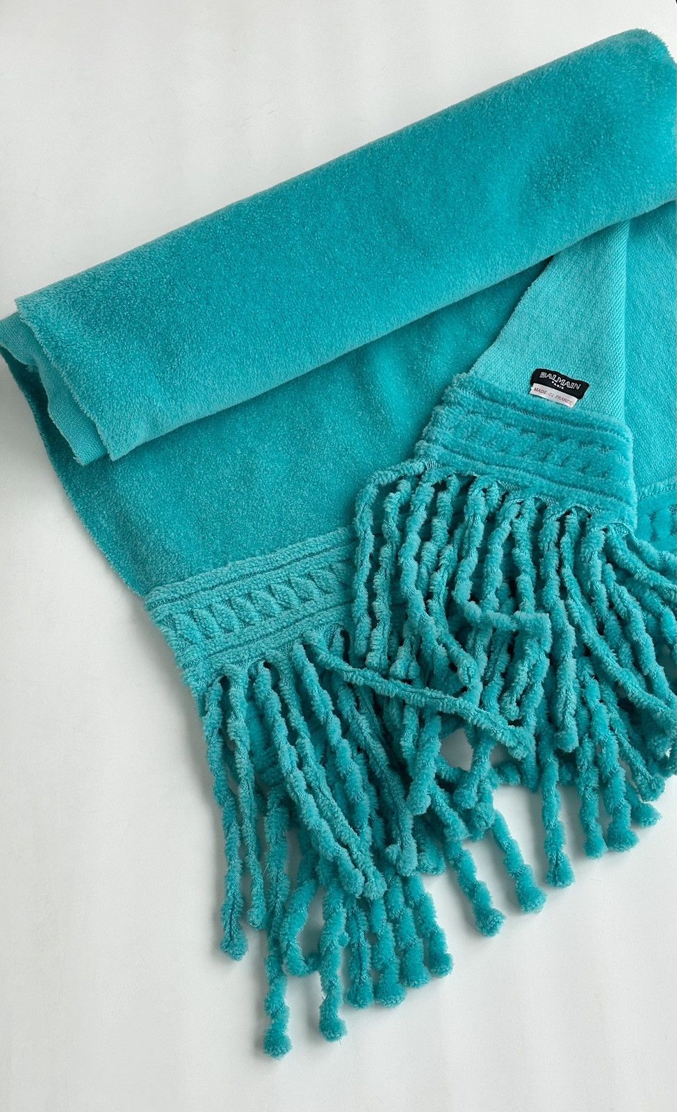 Balmain BALMAIN FW2001 Oversized Fringe Turquoise Scarf decarnin pin Size ONE SIZE - 3 Thumbnail