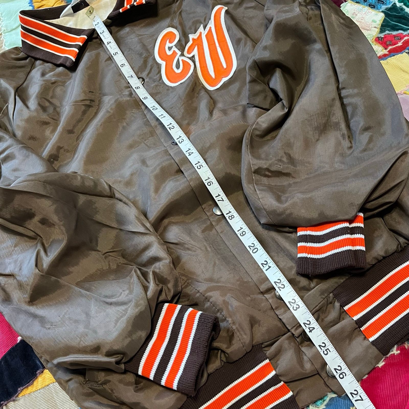 Other Vintage EW Brown/Orange Highschool Varsity Jacket Large / XL Size US XL / EU 56 / 4 - 4 Thumbnail