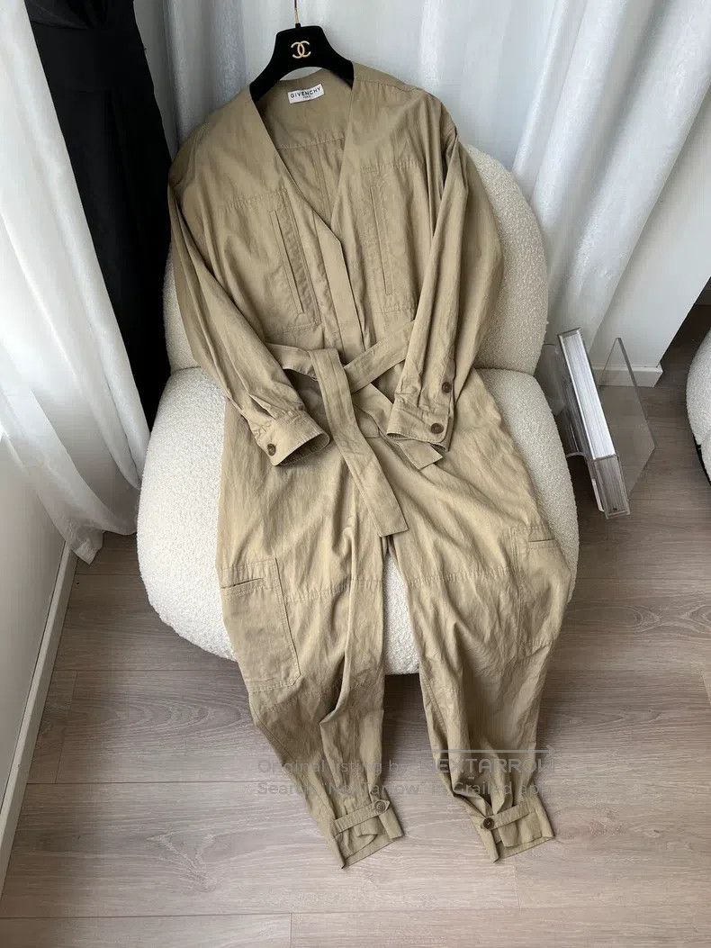 Givenchy Givenchy Runway model - khaki cotton jumpsuit 2020 spring/ Size XS / US 0-2 / IT 36-38 - 3 Thumbnail