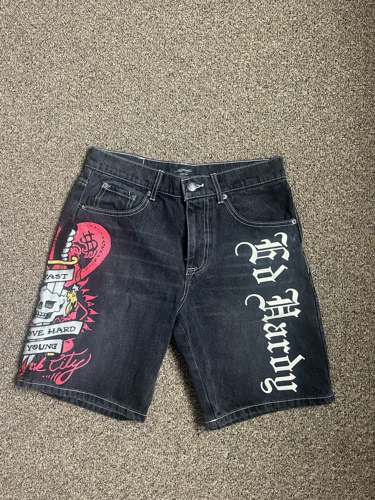 Ed Hardy Ed Hardy Black Denim Shorts Size US 28 / EU 44 - 1 Thumbnail