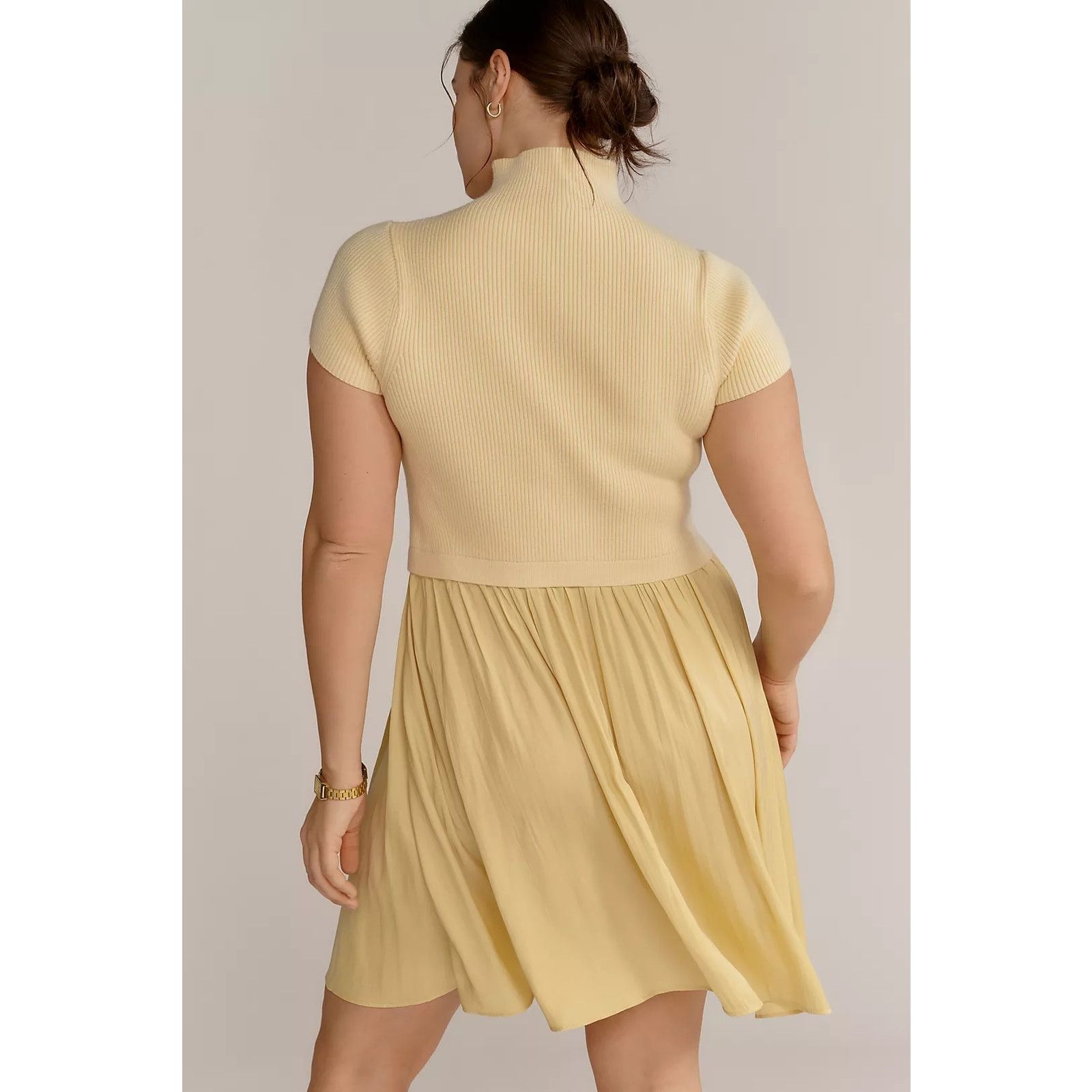 Anthropologie NWT The Thea Twofer Sweater Dress: Short-Sleeve Mini $148 1X Size XL / US 12-14 / IT 48-50 - 3 Thumbnail
