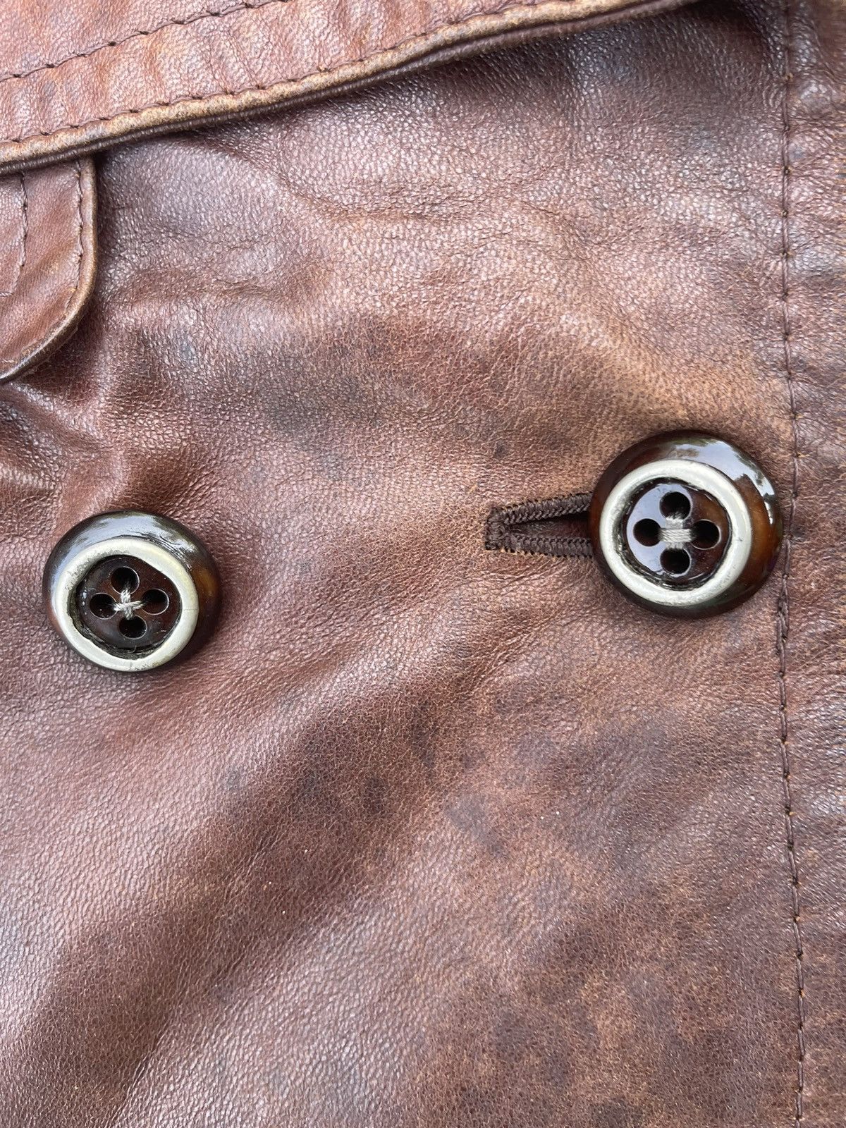 Genuine Leather Nobuo Boutique Japanese Leather Coat Double Breasted, Unique Size S / US 4 / IT 40 - 7 Thumbnail