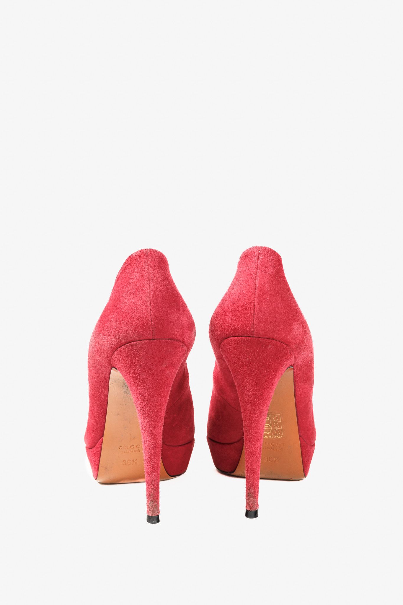 Gucci Gucci Raspberry Suede Platform Round-Toe Stiletto Pumps Size US 6 / IT 36 - 3 Thumbnail