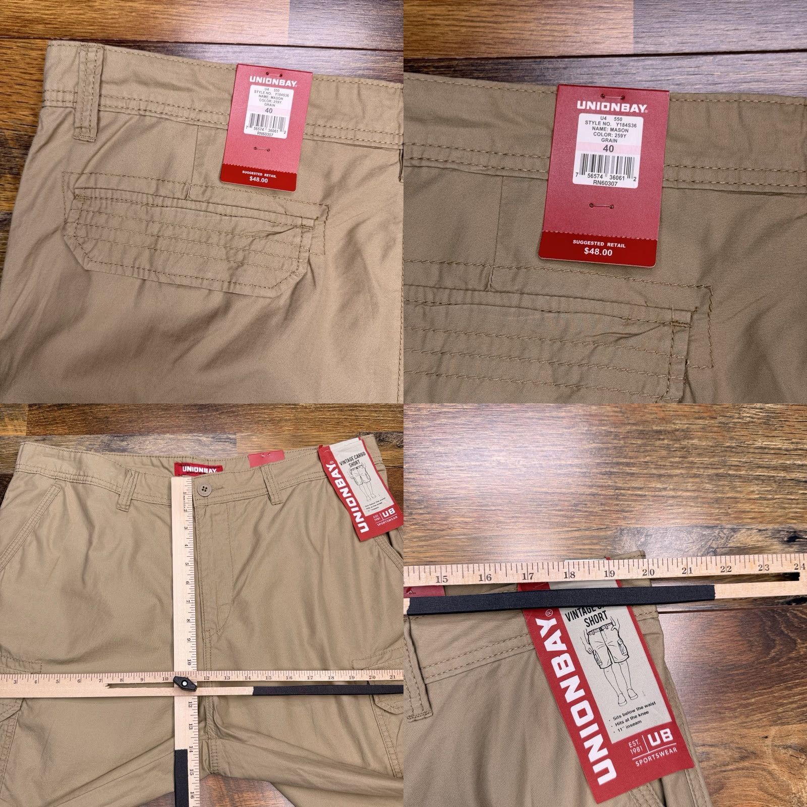 Vintage Union Bay Vintage Cargo Shorts Mens 40 Grain Mason New Size US 40 / EU 56 - 8 Thumbnail