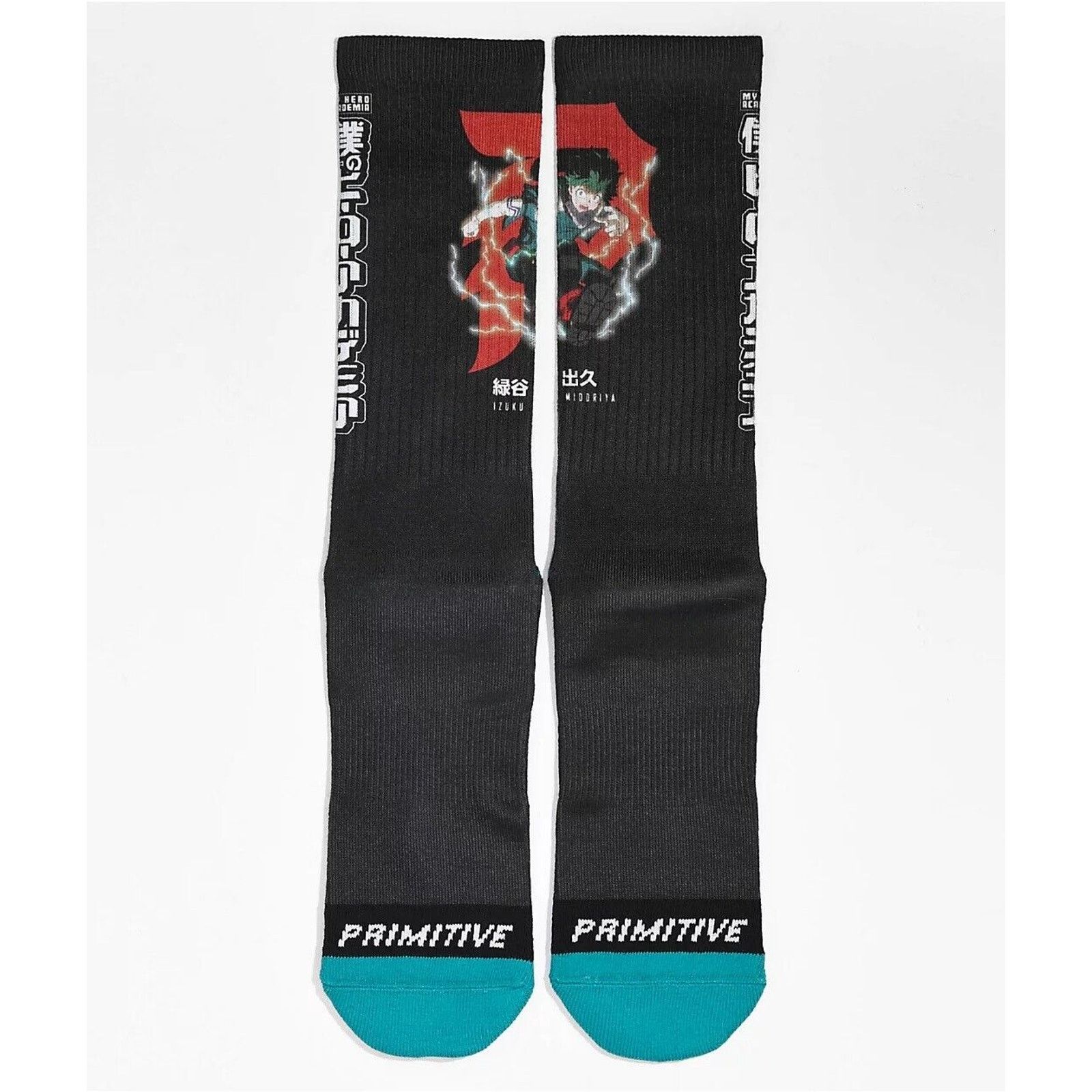 Primitive Primitive Skate X My Hero Academia Izuku Midoriya Socks Size ONE SIZE - 2 Thumbnail