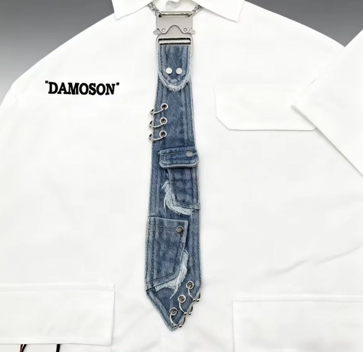 Japanese Brand Denim Neck Tie, Press Buckle Chain Size ONE SIZE - 3 Thumbnail