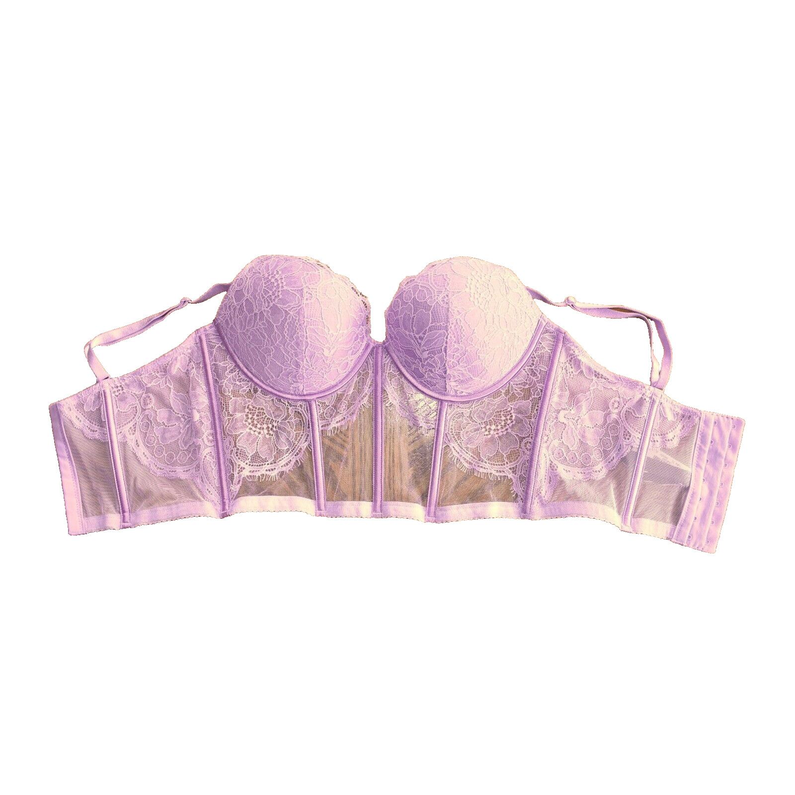 Victoria's Secret NWT VICTORIAS SECRET Lilac Floral Lace Corset Bra Size 34C Size ONE SIZE - 4 Thumbnail