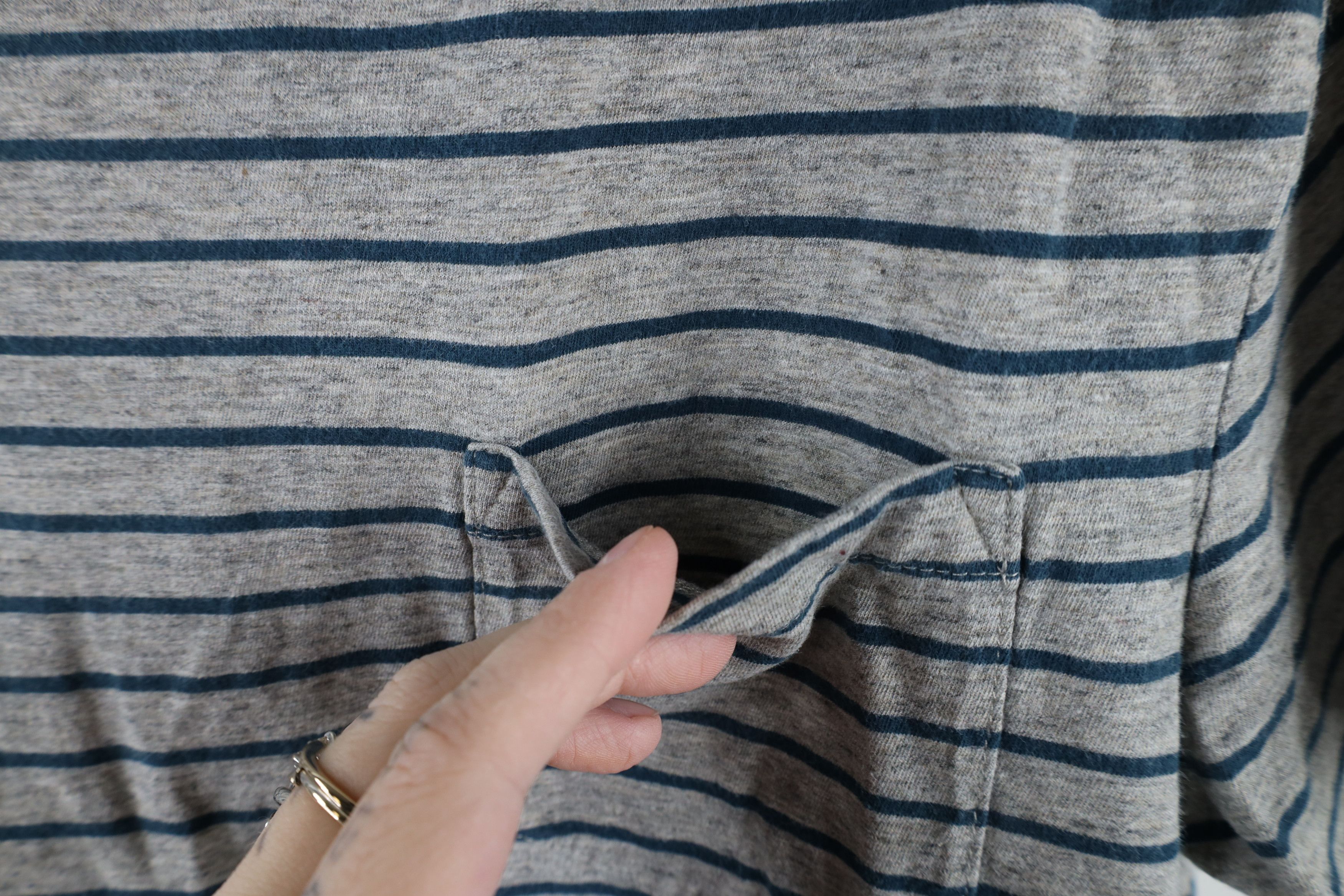 J.Crew × Vintage J Crew Fit Striped Short Sleeve Pocket T-Shirt Heather Gray Size US S / EU 44-46 / 1 - 4 Thumbnail