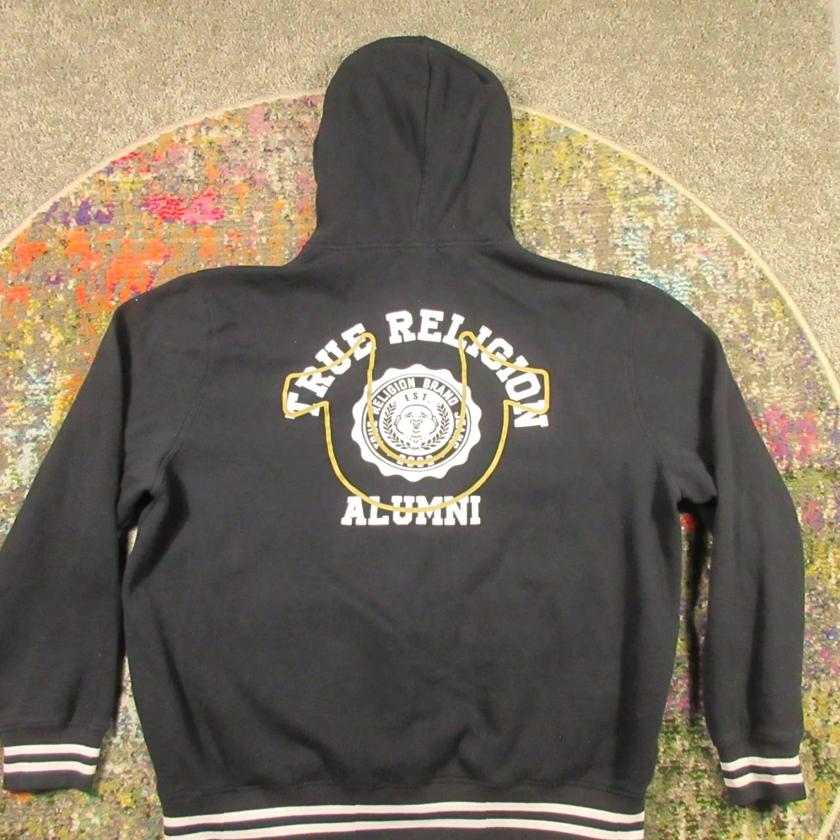 True Religion True Religion Full Zip Hoodie Sweater Mens XL Black Big Buddha Logo Graphic Print Size US XL / EU 56 / 4 - 2 Thumbnail