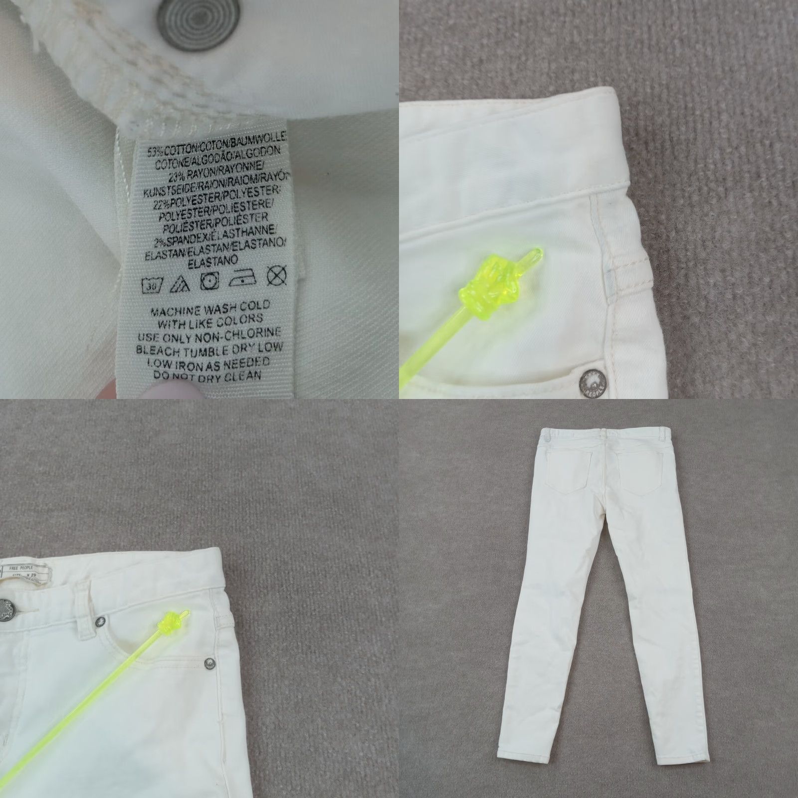 Free People Free People Womens White Skinny Jeans Distressed Stretch Size 29 30x26 Size 29" - 8 Thumbnail