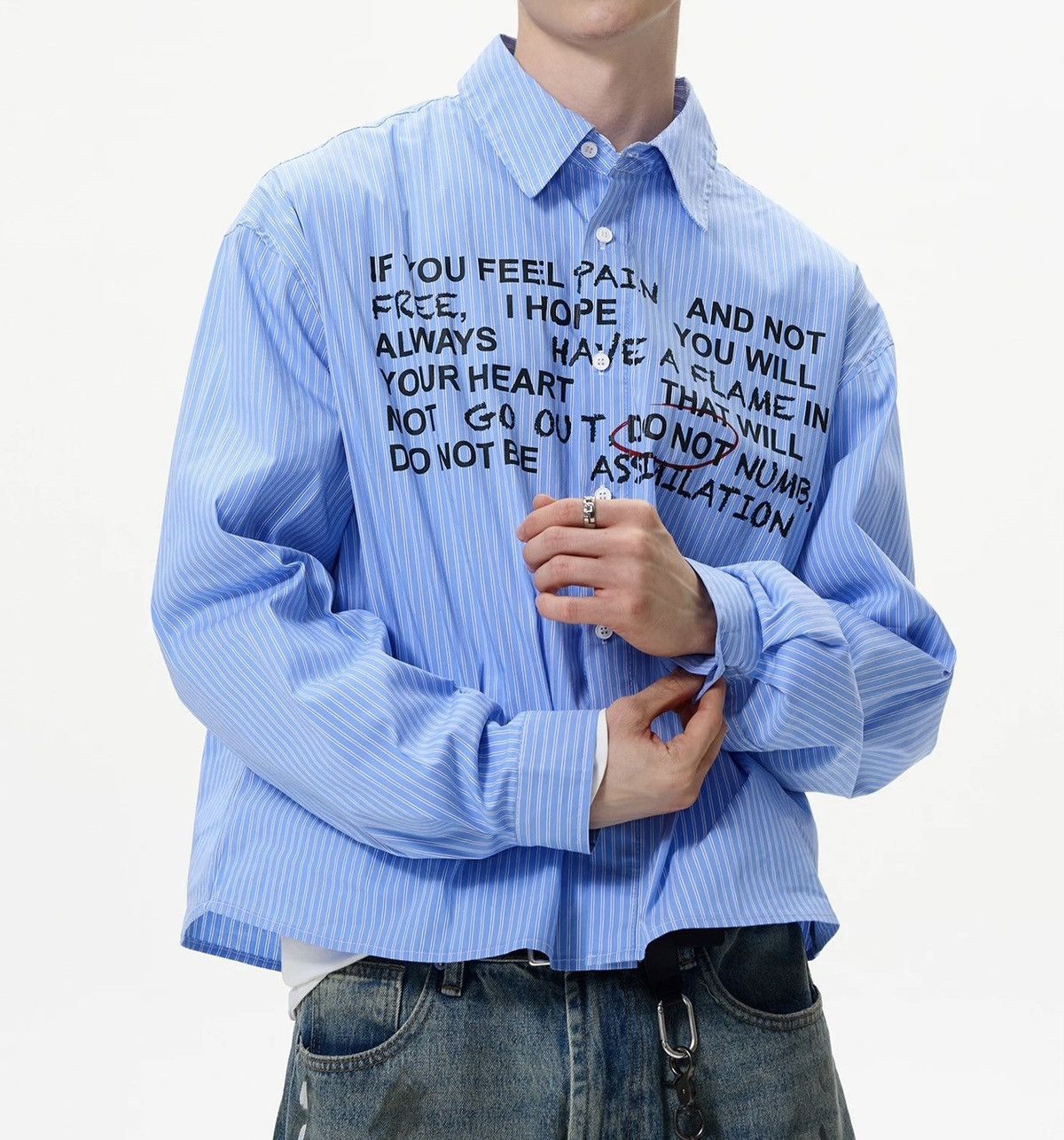 Japanese Brand × Vintage Retro fashion y2k letters striped button up shirt Size US M / EU 48-50 / 2 - 1 Thumbnail