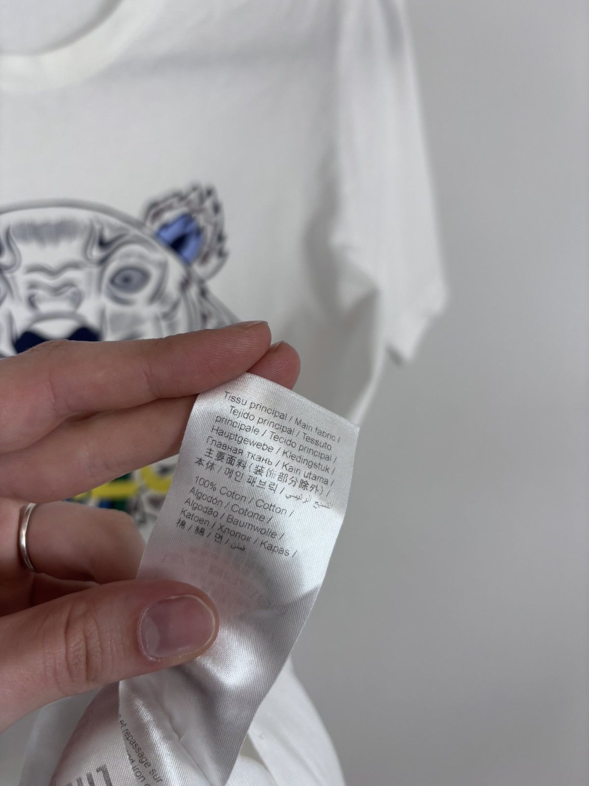 Kenzo Kenzo Paris Tiger Print Big Logo Men’s White T-Shirt Tee Size US S / EU 44-46 / 1 - 14 Thumbnail