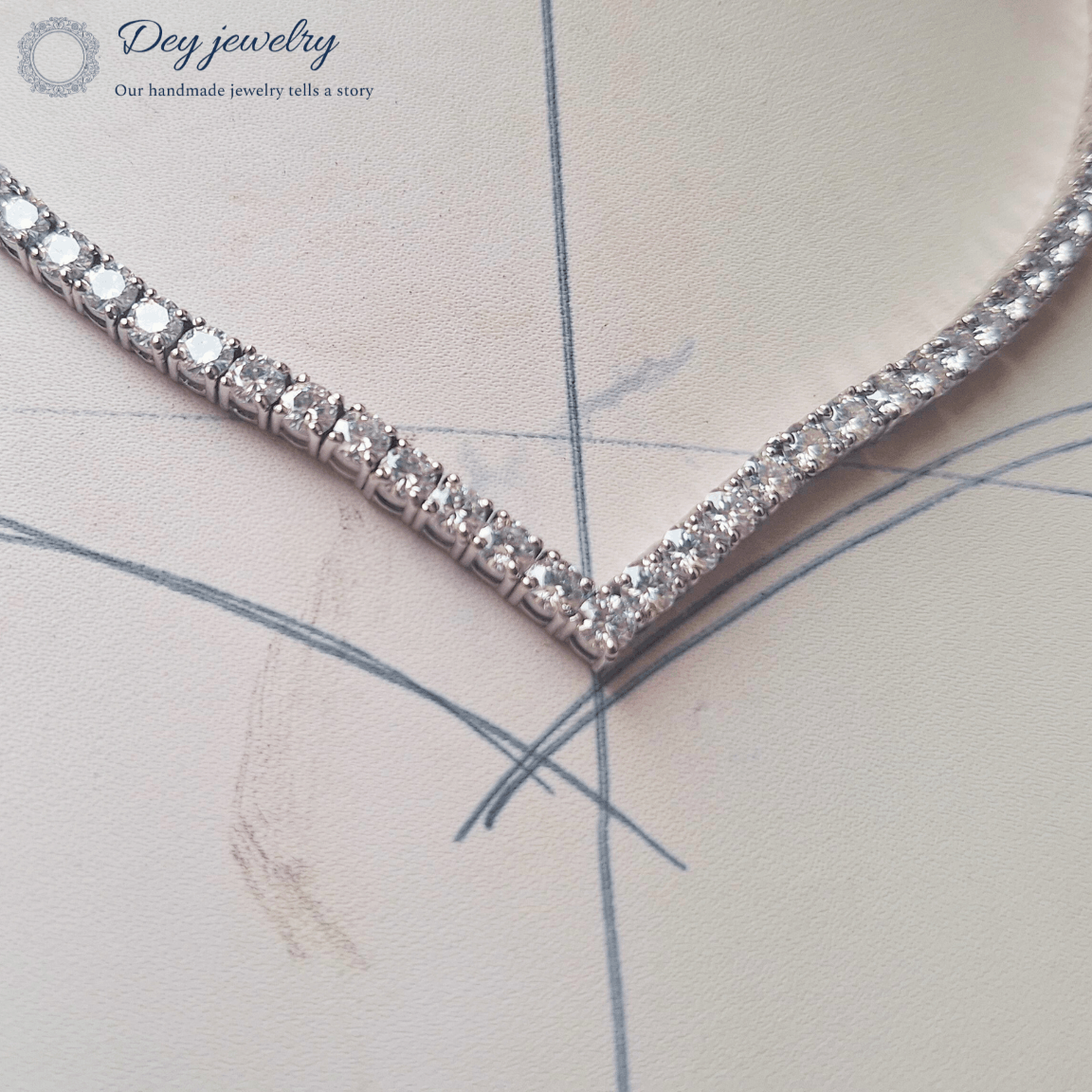 Other Moissanite V Shape Tennis Weeding Necklace Size ONE SIZE - 3 Thumbnail