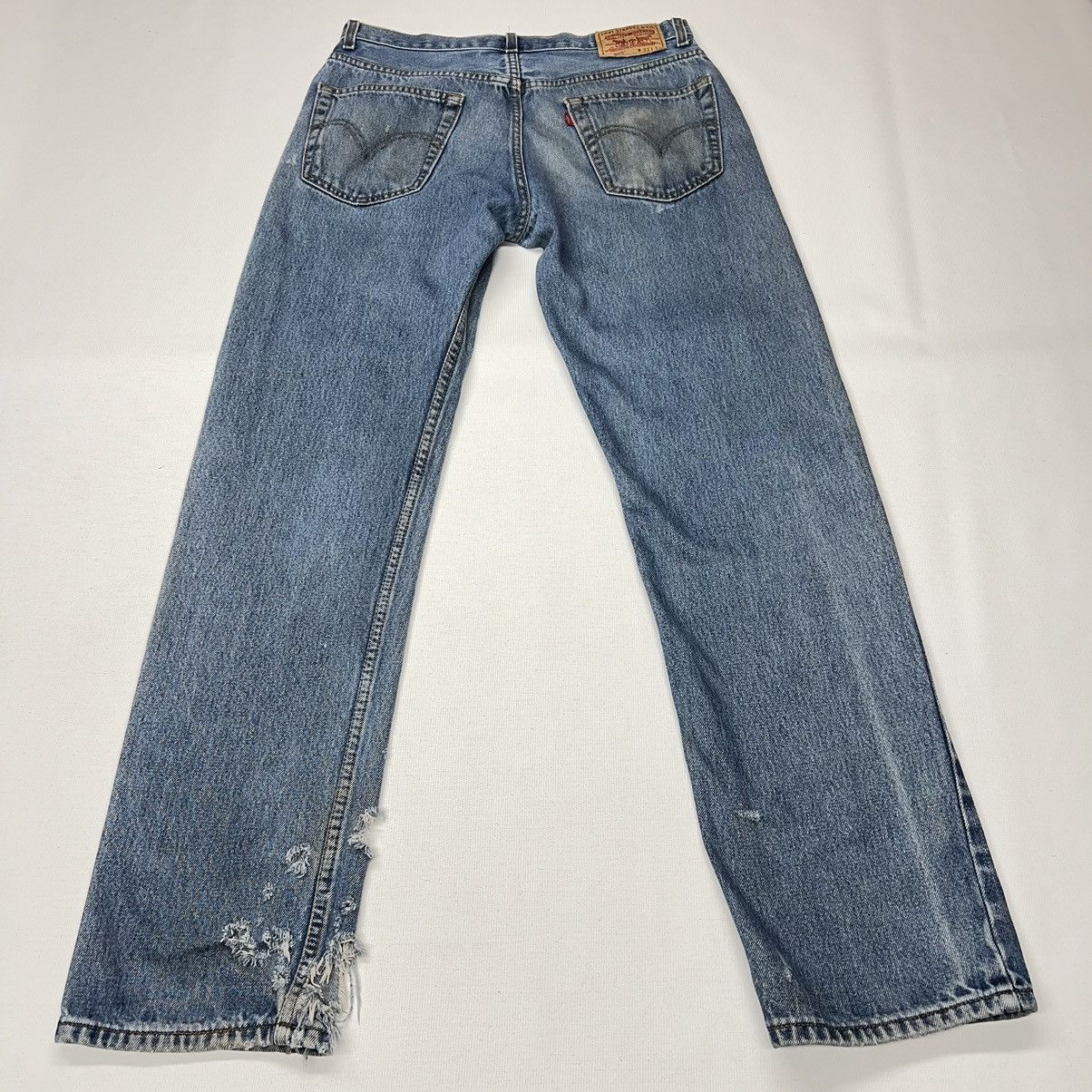 Levi's × Vintage Levis 505 Jeans Blue Straight Regular Fit Distressed Baggy Size US 33 - 14 Thumbnail