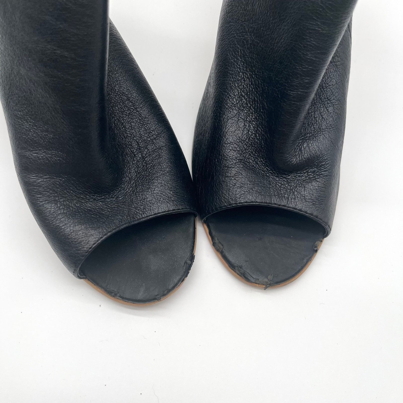 Steve Madden STEVE MADDEN Leather Open Toe Booties, Black, 10 Size US 10 / IT 40 - 5 Thumbnail
