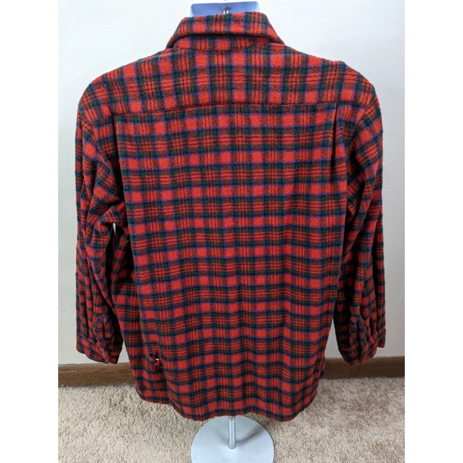 Vintage VINTAGE Wool Flannel Hunting Fishing Red Plaid Long Sleeve Shirt L5S Regular Men's Large L Size US L / EU 52-54 / 3 - 4 Thumbnail