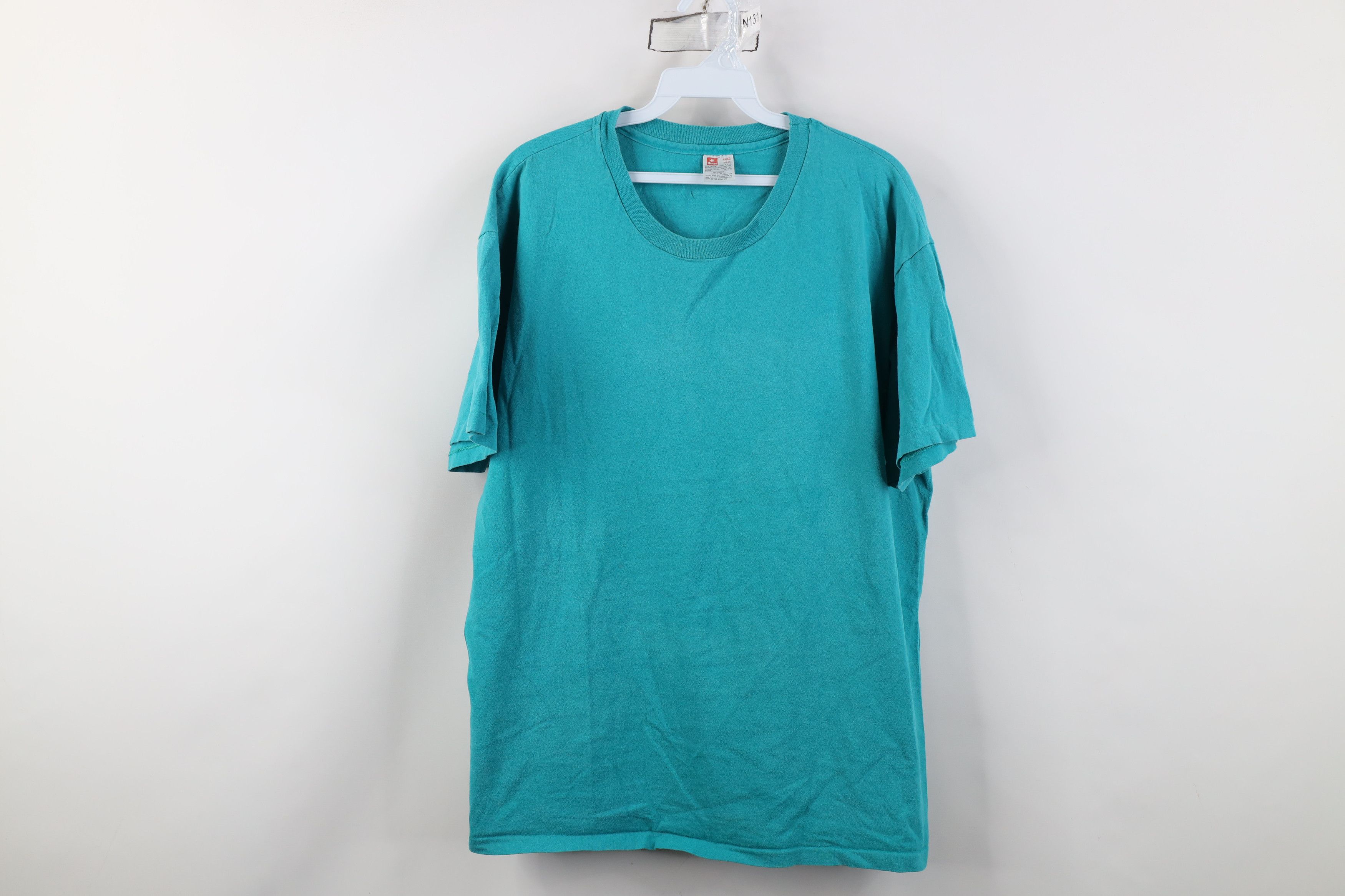 Vintage Vintage 90s Streetwear Short Sleeve T-Shirt Teal Cotton USA Size US XL / EU 56 / 4 - 1 Thumbnail
