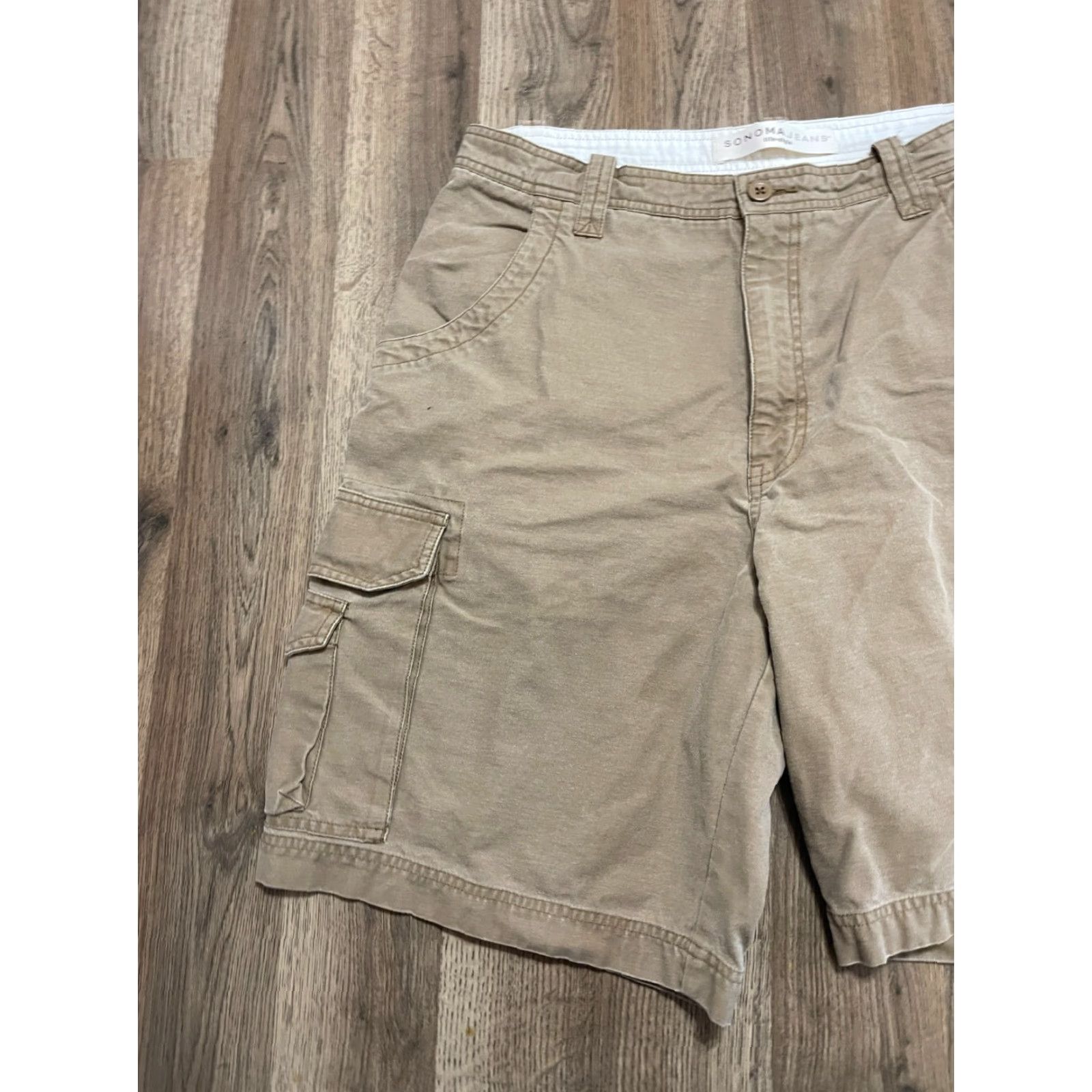 Vintage Sonoma Cargo Shorts Men 36 Beige Brown Pockets Regular Inseam 10 in Vintage No Jeans Shorts Size US 36 / EU 52 - 3 Thumbnail