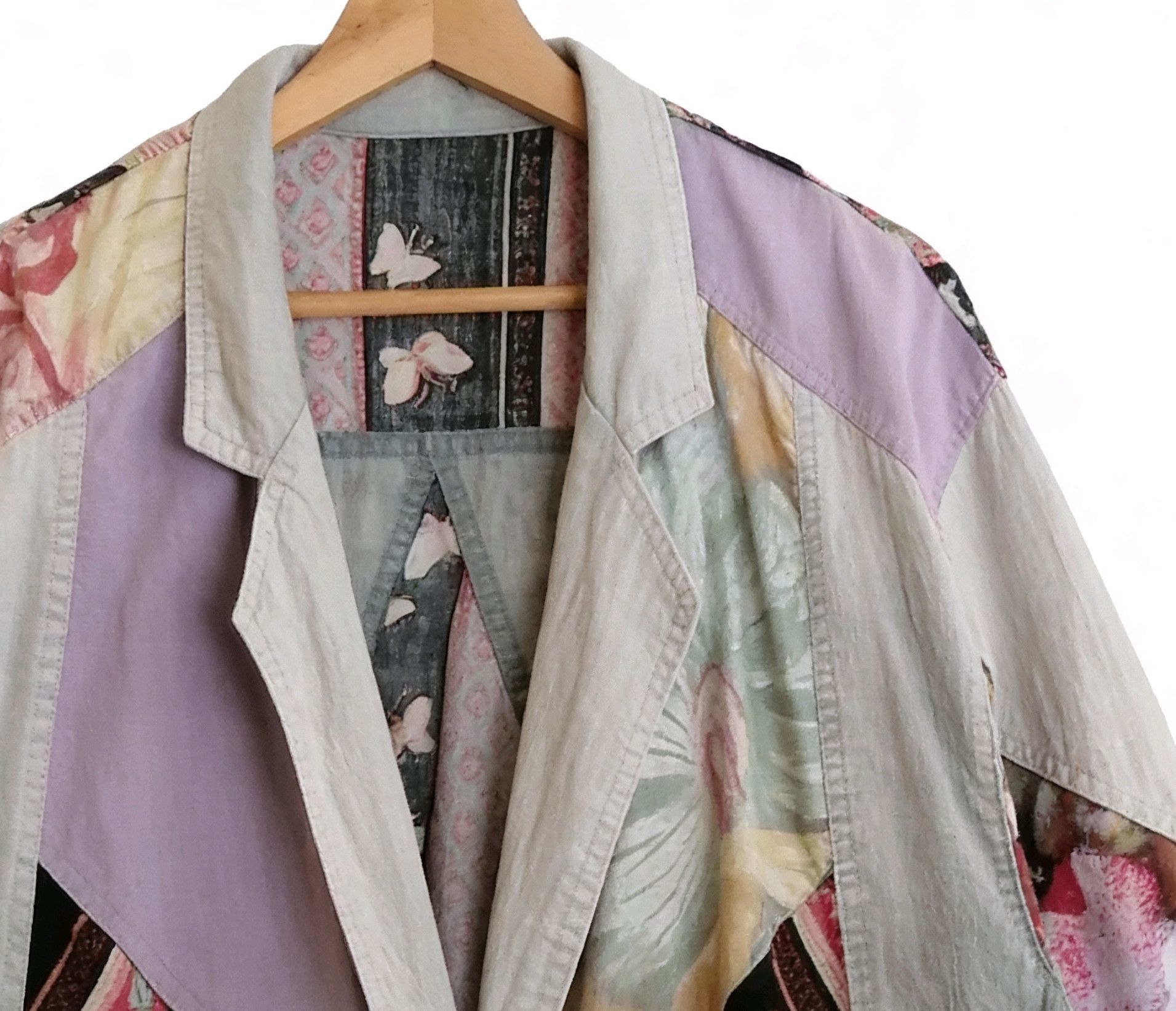 Japanese Brand VTG Bohemian Patchwork Linen Blend Oversized Blazer Jacket Size XL / US 12-14 / IT 48-50 - 6 Thumbnail
