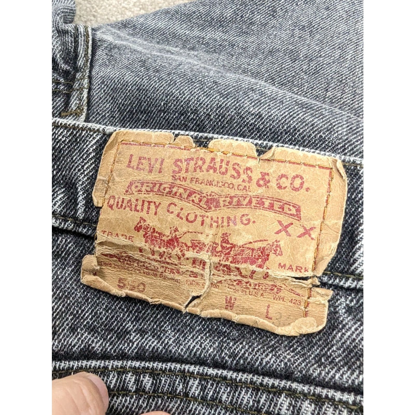 Levi's VINTAGE Levi's 550 Jeans Men 36x34 Black Denim Relaxed Tapered 5-Pocket USA V2 Size US 36 / EU 52 - 3 Thumbnail