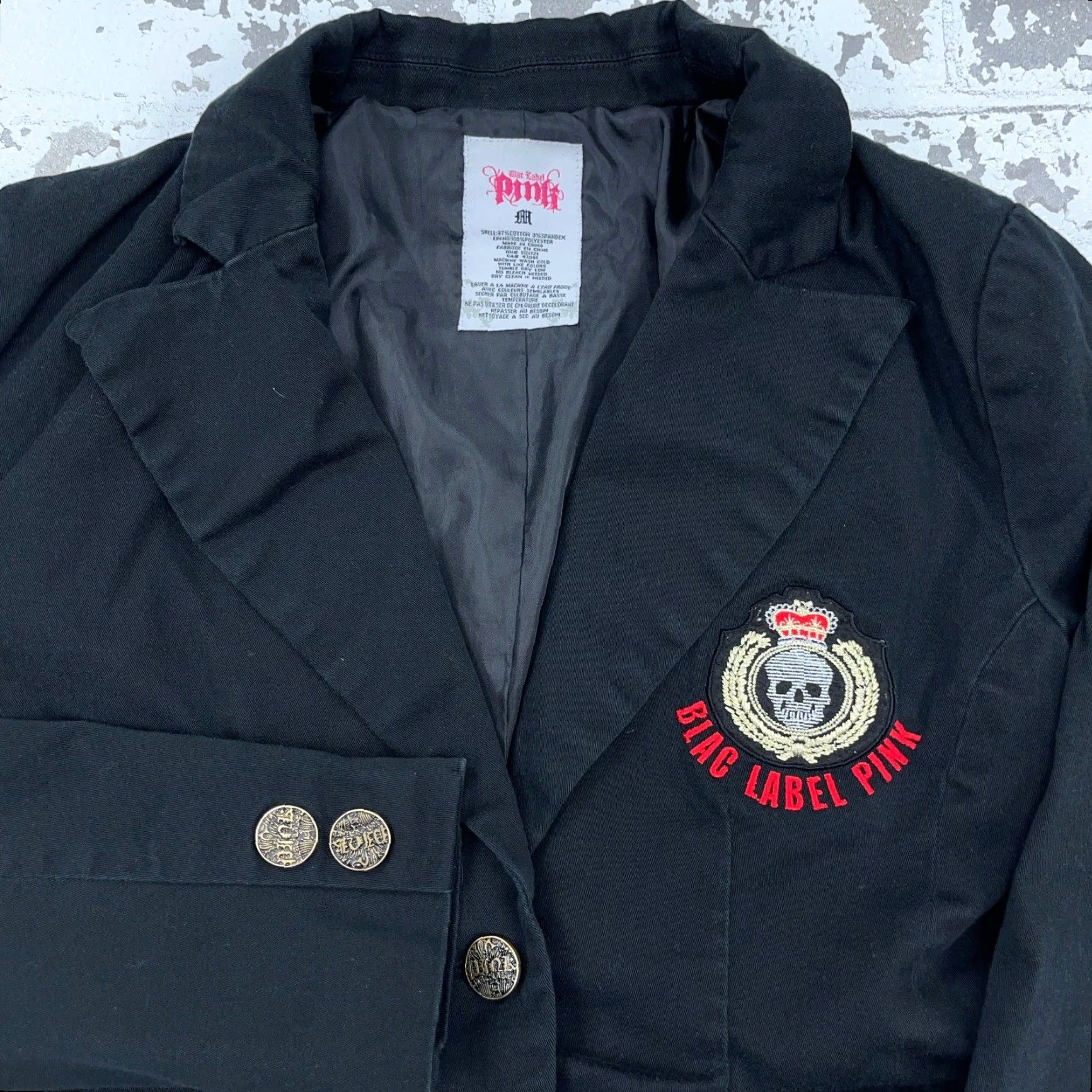 Vintage VINTAGE? Blac Label Pink Jacket Women M Black Blazer Sport Coat Button Goth Punk Size M / US 6-8 / IT 42-44 - 3 Thumbnail